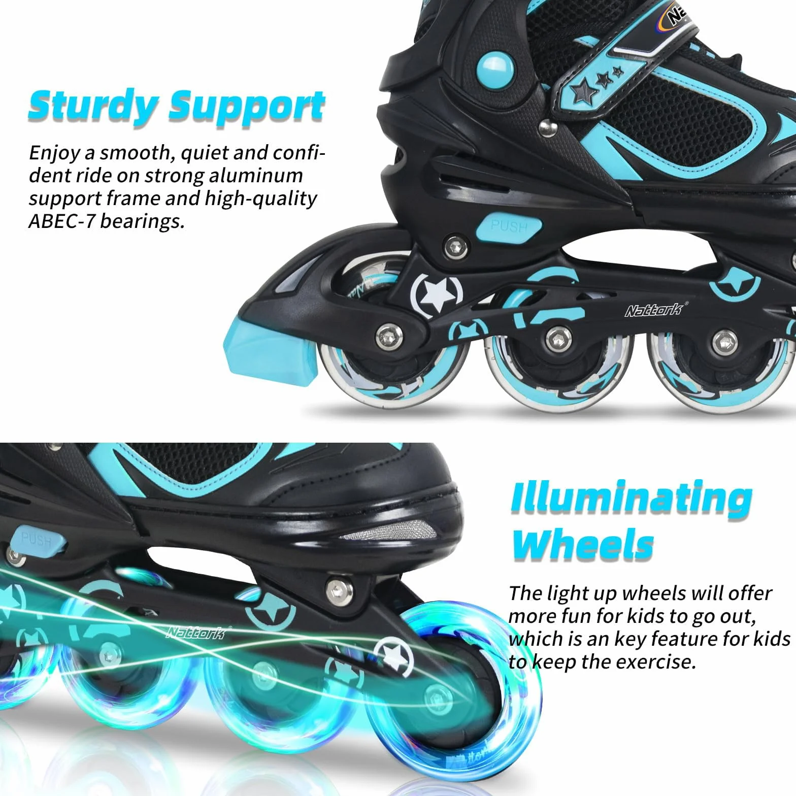 Patines en línea para Niños - 4 Tamaño Ajustables Patines para Niños Niñas Inline Patines de Rodillos para Principiantes