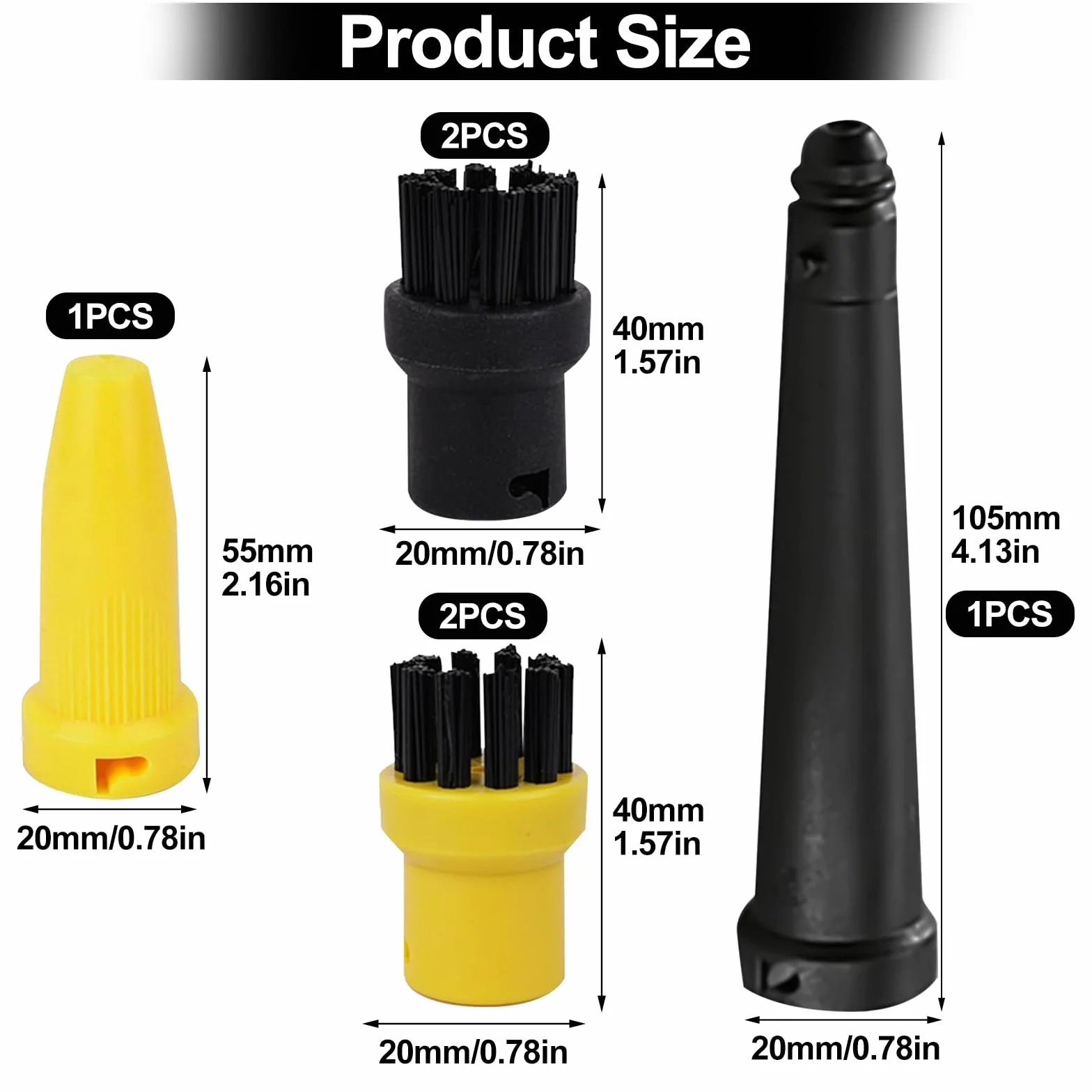 6 Piezas Accesorios Para Limpiador A Vapor para Kärcher SC1-SC5 CTK10 CTK20, Juego De Cepillos Redondos para Kärcher Accesorios Limpiador A Vapor, Repuestos para Kärcher