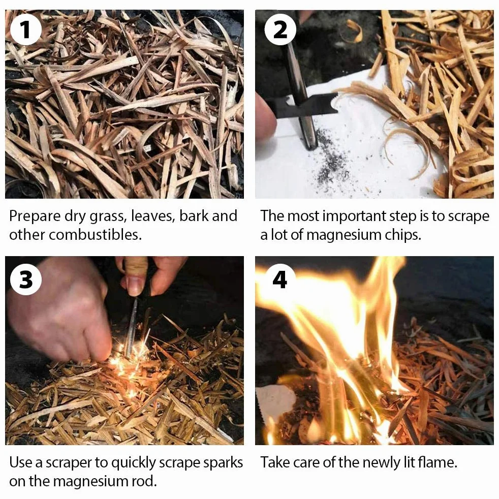 Raspador de pedernal 10 Piezas Acero al Fuego para Exteriores Supervivencia Bushcraft