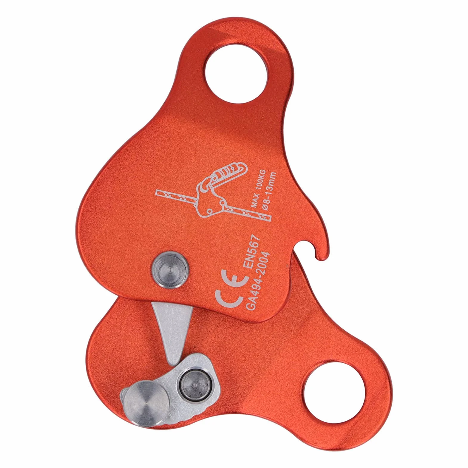 Cocoarm Pinza de cuerda de escalada autoblocante de aleación de aluminio, 8-13 mm, 77 x 70 mm, 5 KN