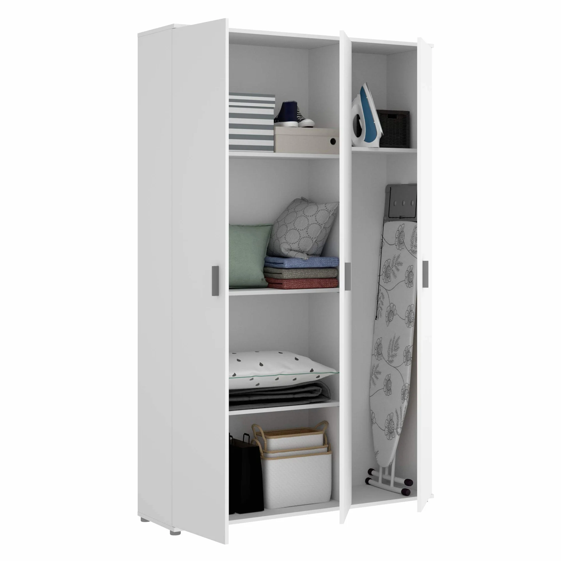DEKIT GRUPO RIMOBEL Armario Multiusos 3 Puertas, Blanco, 116x190x35cm
