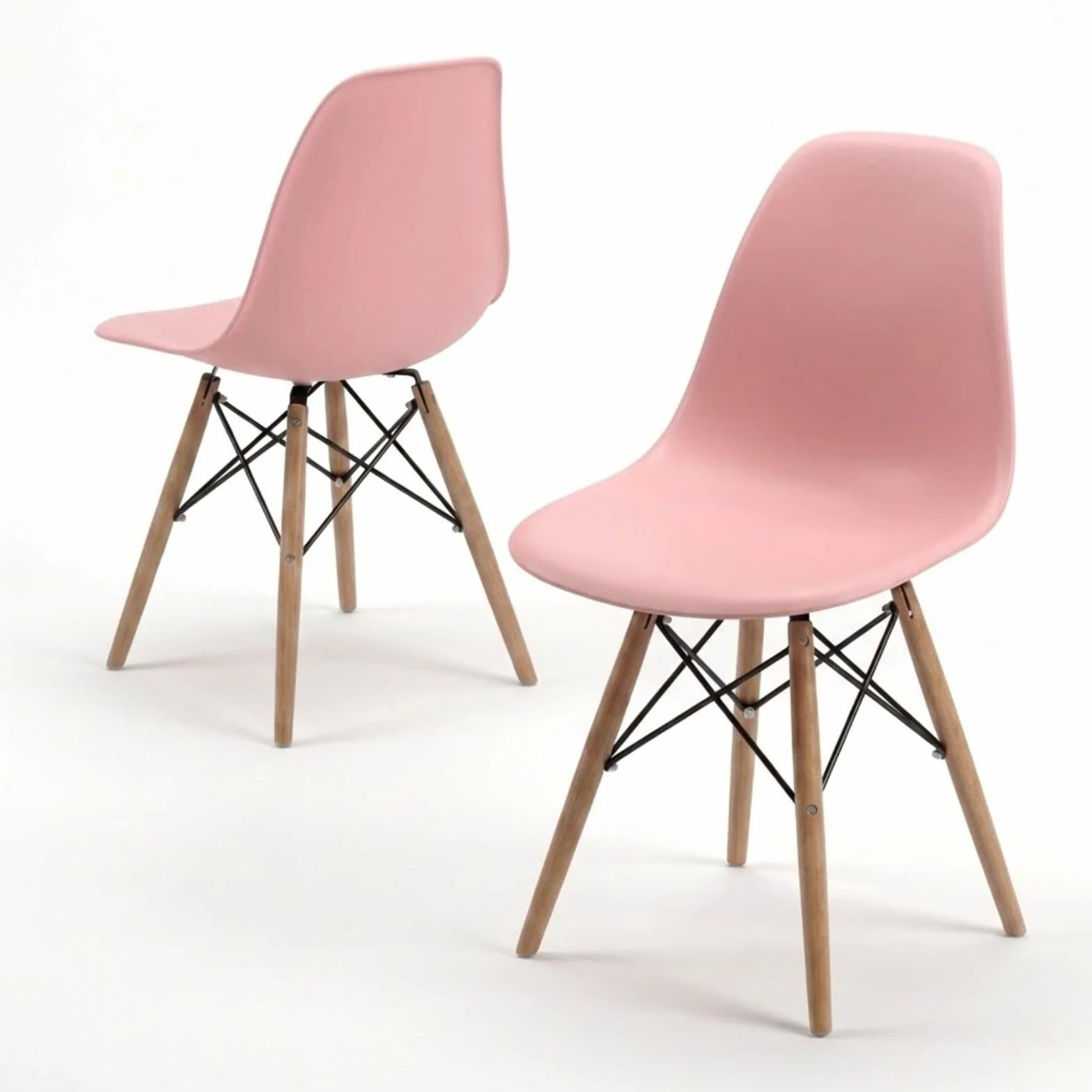 DASCK Silla Nórdica Escandinava, Patas de Haya Natural, Polipropileno Ergonómico, Carga Máx. 120 kg, para Comedor y Salón (Rosa)