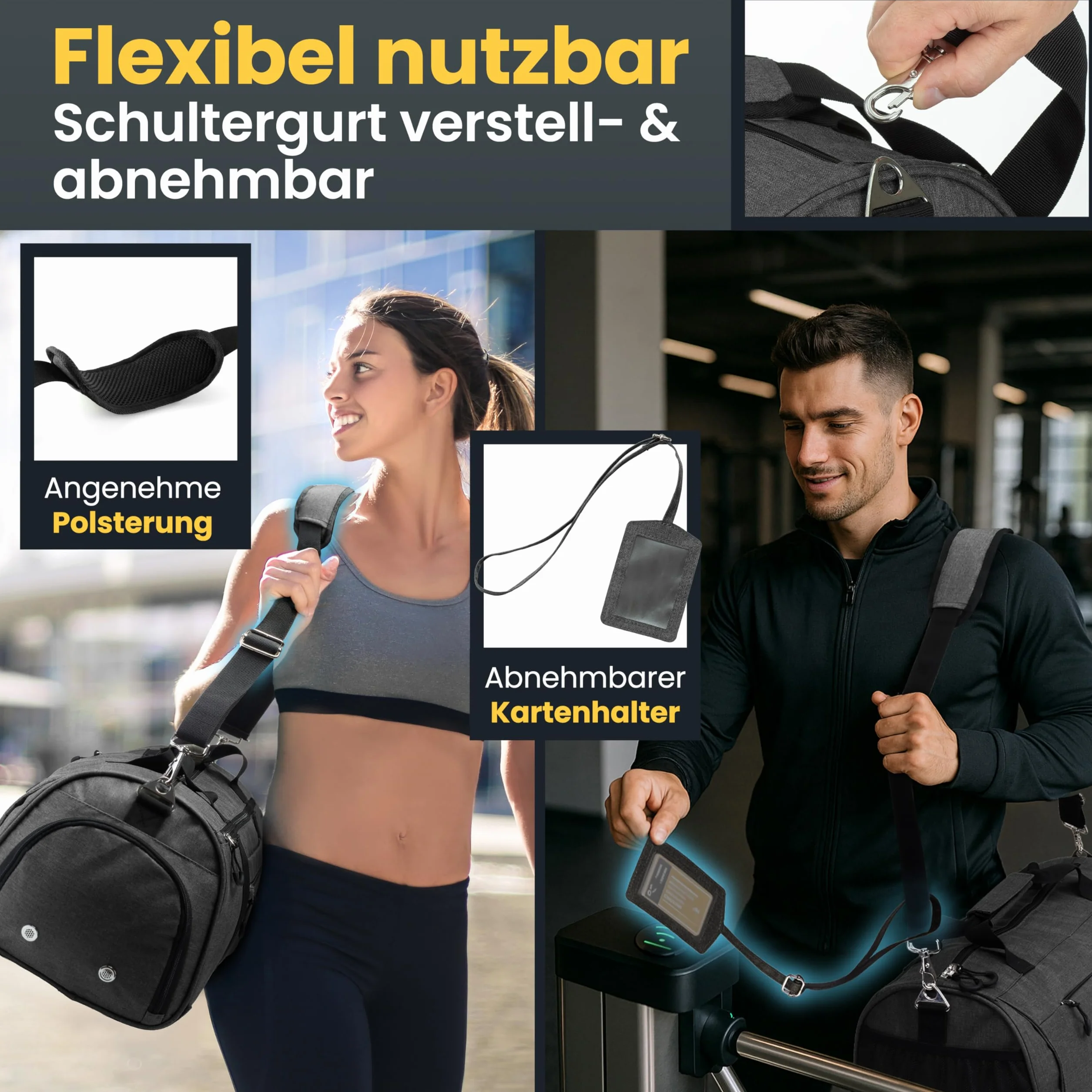 Heldenwerk Bolsa de deporte con compartimento para zapatos y húmedo, entrenamiento hombre mujer viaje fitness