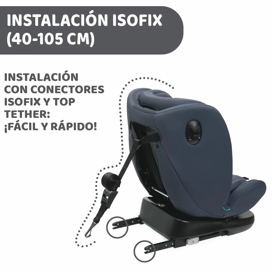 Chicco Unico EVO I'Size Classic Silla de Coche ISOFIX 360º Giratoria 40-150 cm Grupo 0123 Negra