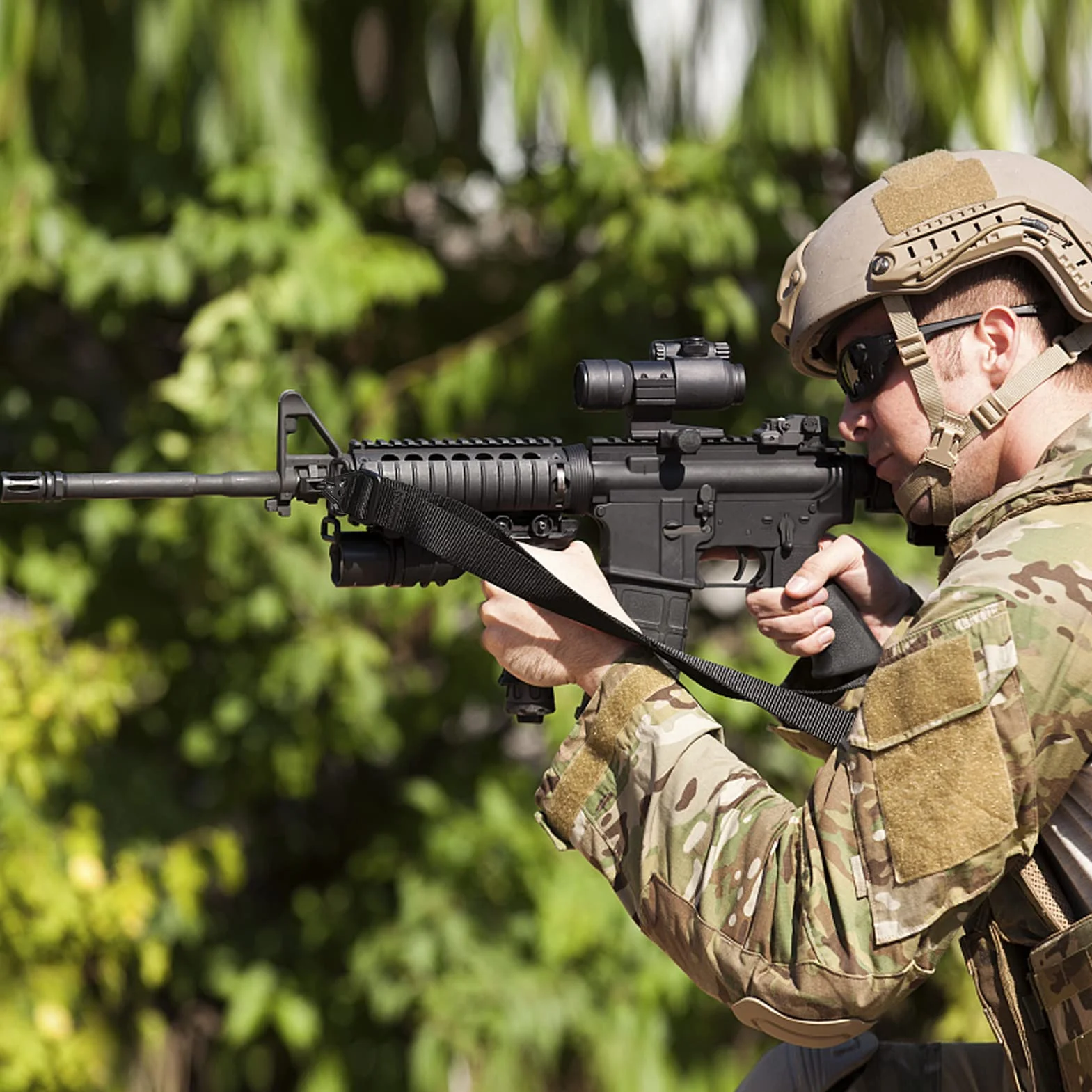 ZONSUSE Táctica Cabestrillo Eslinga de Arma Rifle Sling 2 Punto