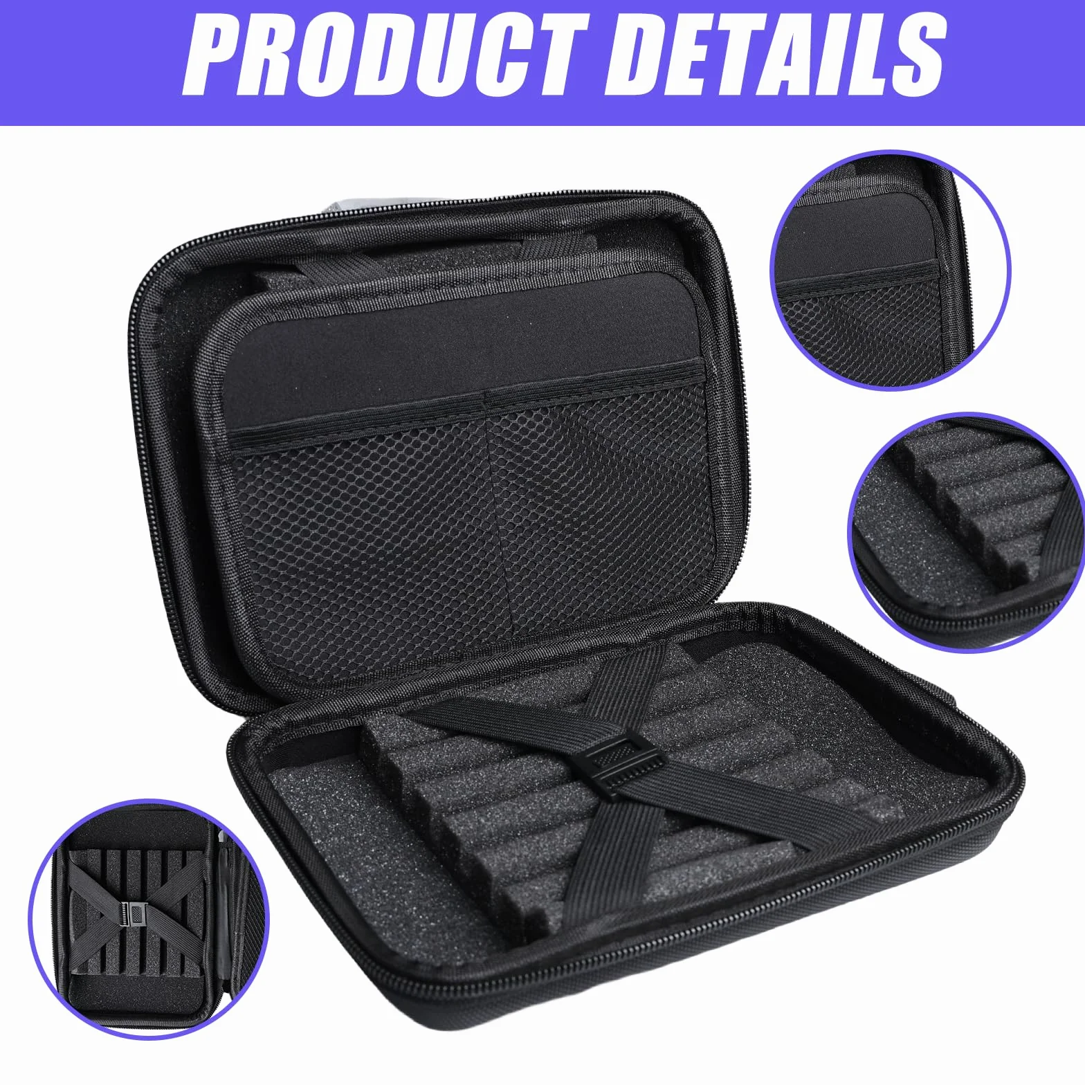 Bolsa de dardos para 12 dardos, estuche rígido de EVA rígido organizador de bolsas de dardos, accesorios de dardos profesionales, caja portátil para consejos, varillas, vuelos y
