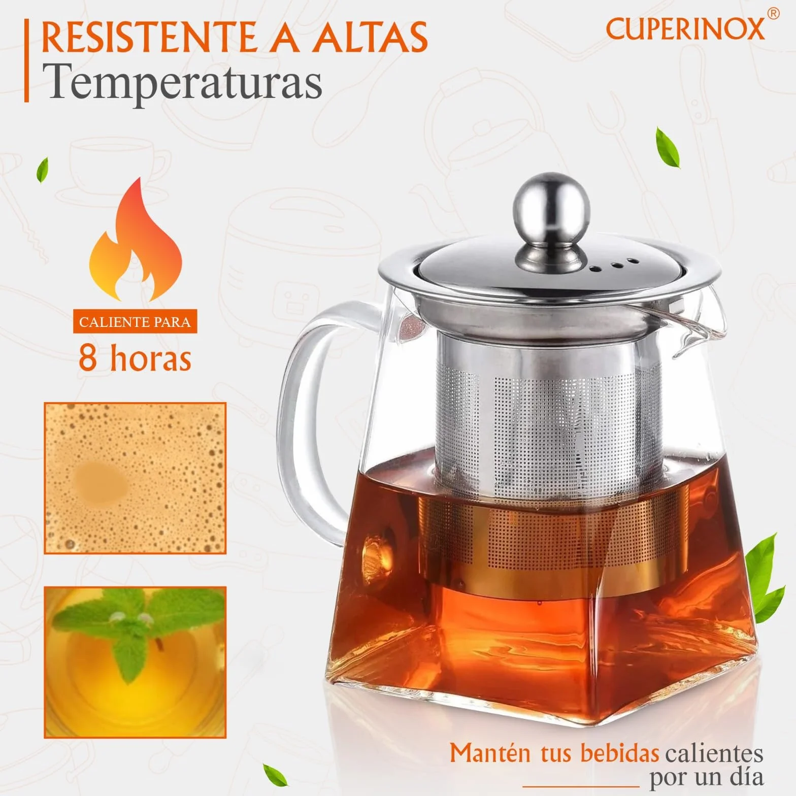 Tetera de Cristal con Infusor para Té e Infusiones, Resistente al Calor y Compatible con Microondas ** - Infusion Prestige Collection (350 ml)