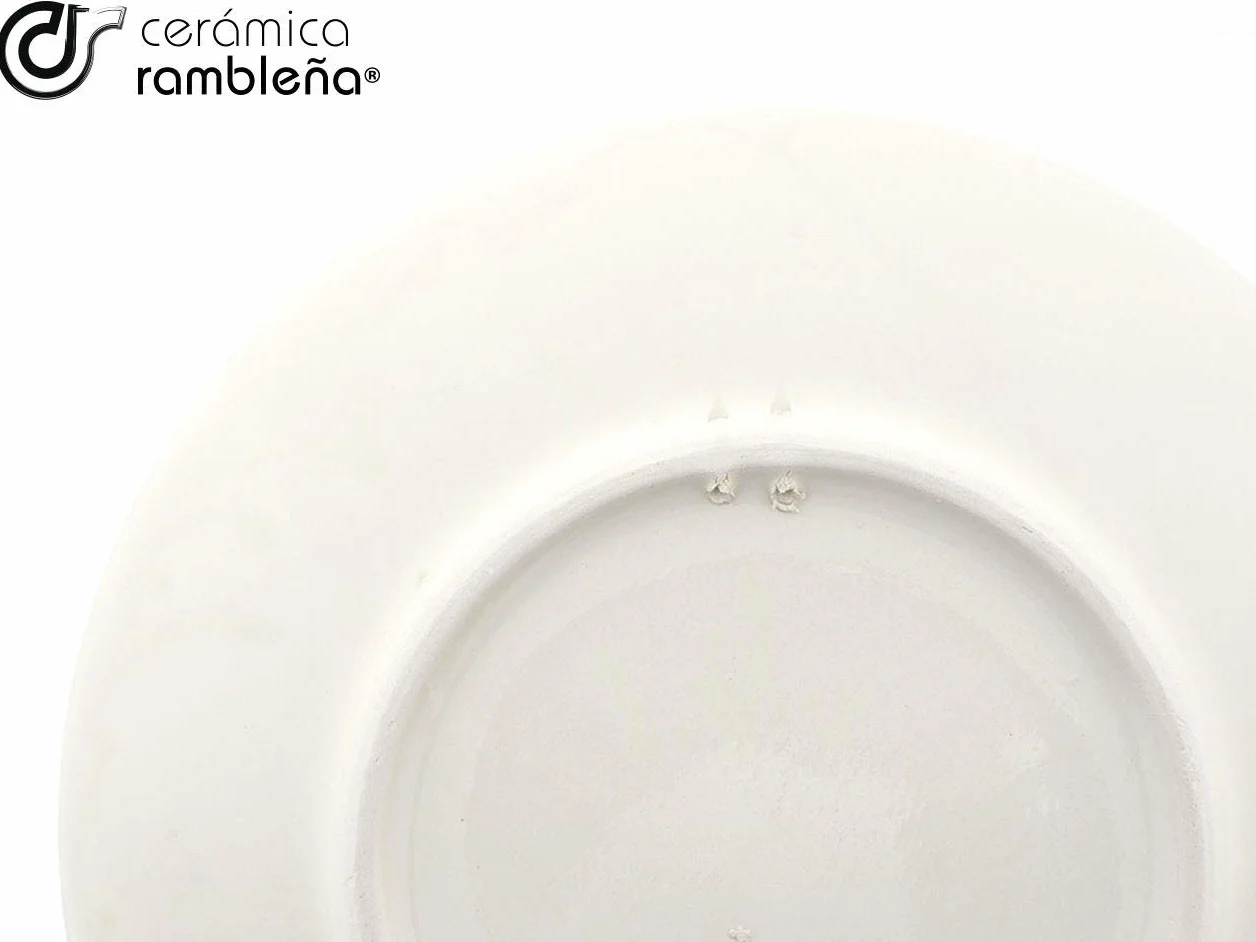CERÁMICA RAMBLEÑA | Plato Decorativo para Colgar en Pared | Plato de cerámica | Plato decoración Mediterránea Modelo D35 | 100% Hecho a Mano | 27x27x3.5 cm