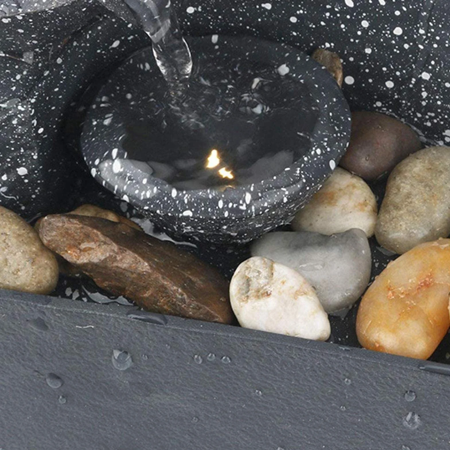 Fuente de Agua de Escritorio con Cascada y Luces - Decoración de Espacios Interiores