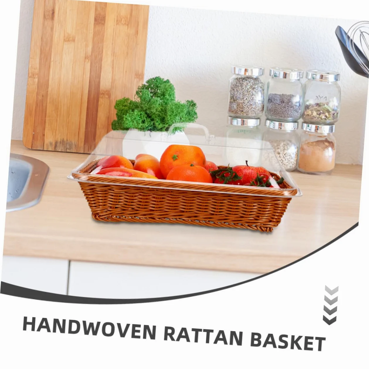 Cesta de Almacenamiento de Ratán Tejida Mano con Tapa Cesta Multifuncional para Pan y Frutas Organizador para Cocina Comedor y Picnic Color Marrón