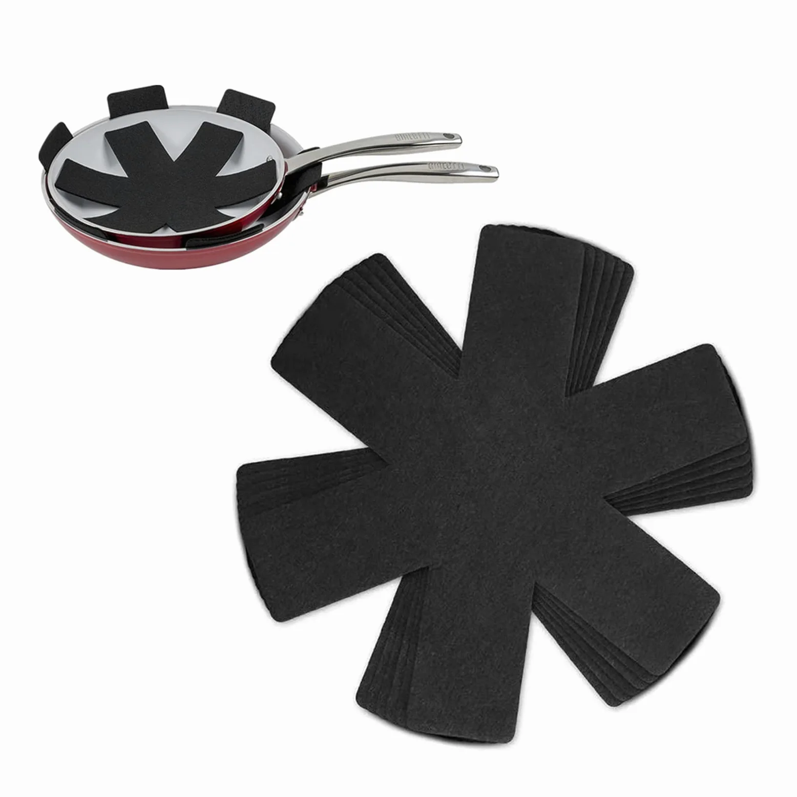 Separadores de ollas y sartenes, Protector de sartenes para Evitar arañazos - Juego de 8 Protectores de ollas para apilar, sartenes, cacerolas, sartenes de gres, Wok 38cm