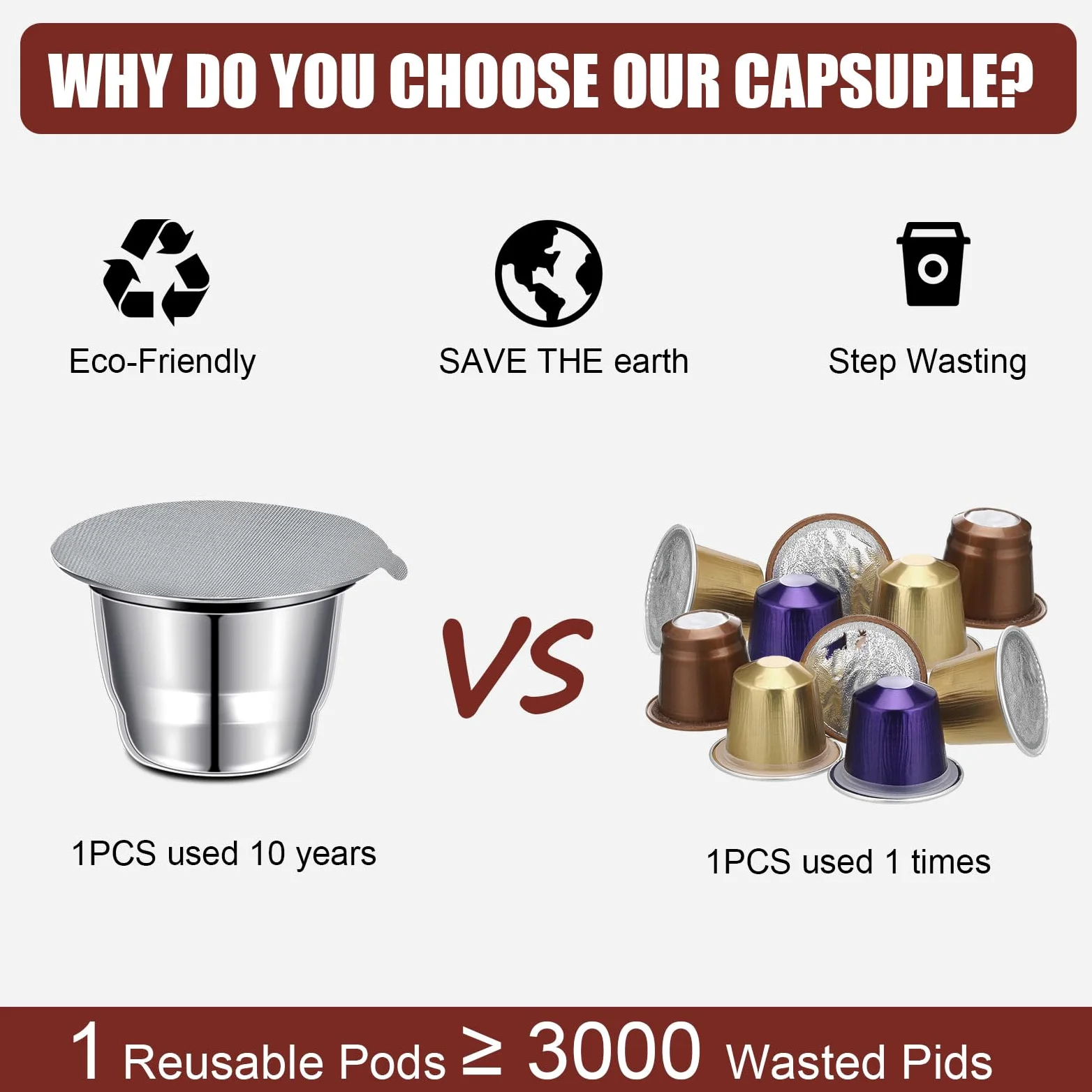 Didaey Cápsulas de café reutilizables de acero inoxidable recargables, cápsulas de café reutilizables con sellos de papel de aluminio, tapas adhesivas compatibles con máquinas Nespresso (6 tazas, 204