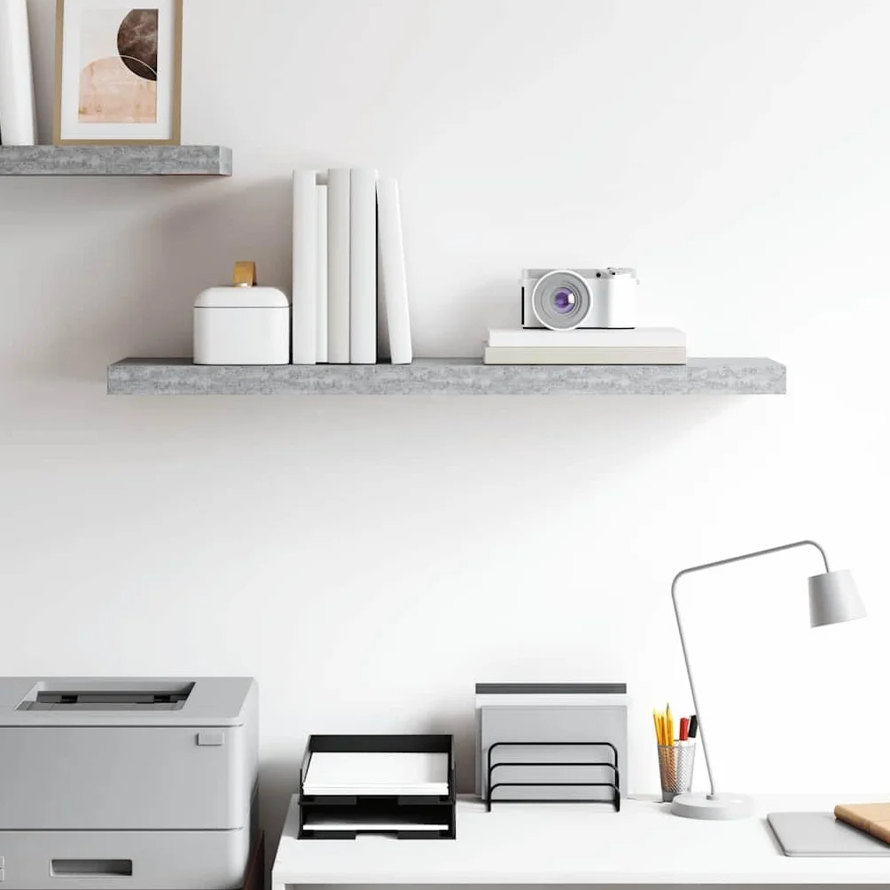 Estantería flotante gris hormigón 90 x 23,5 x 3,8 cm, estante de pared de madera de panal MDF con marco de metal, soporte invisible, para libros, decoración, dormitorio, cocina, resistente y