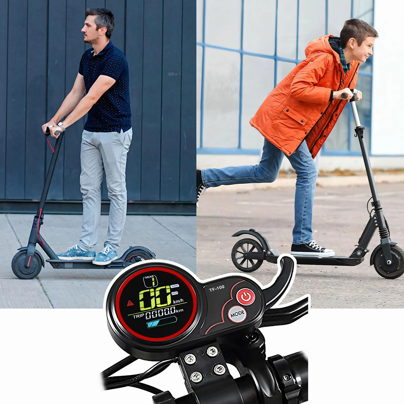 Pantalla LCD 48V TF‑100 para Scooter Eléctrico KUGOO M4/M4 Pro, Panel de Visualización de 6 Pines con Controlador