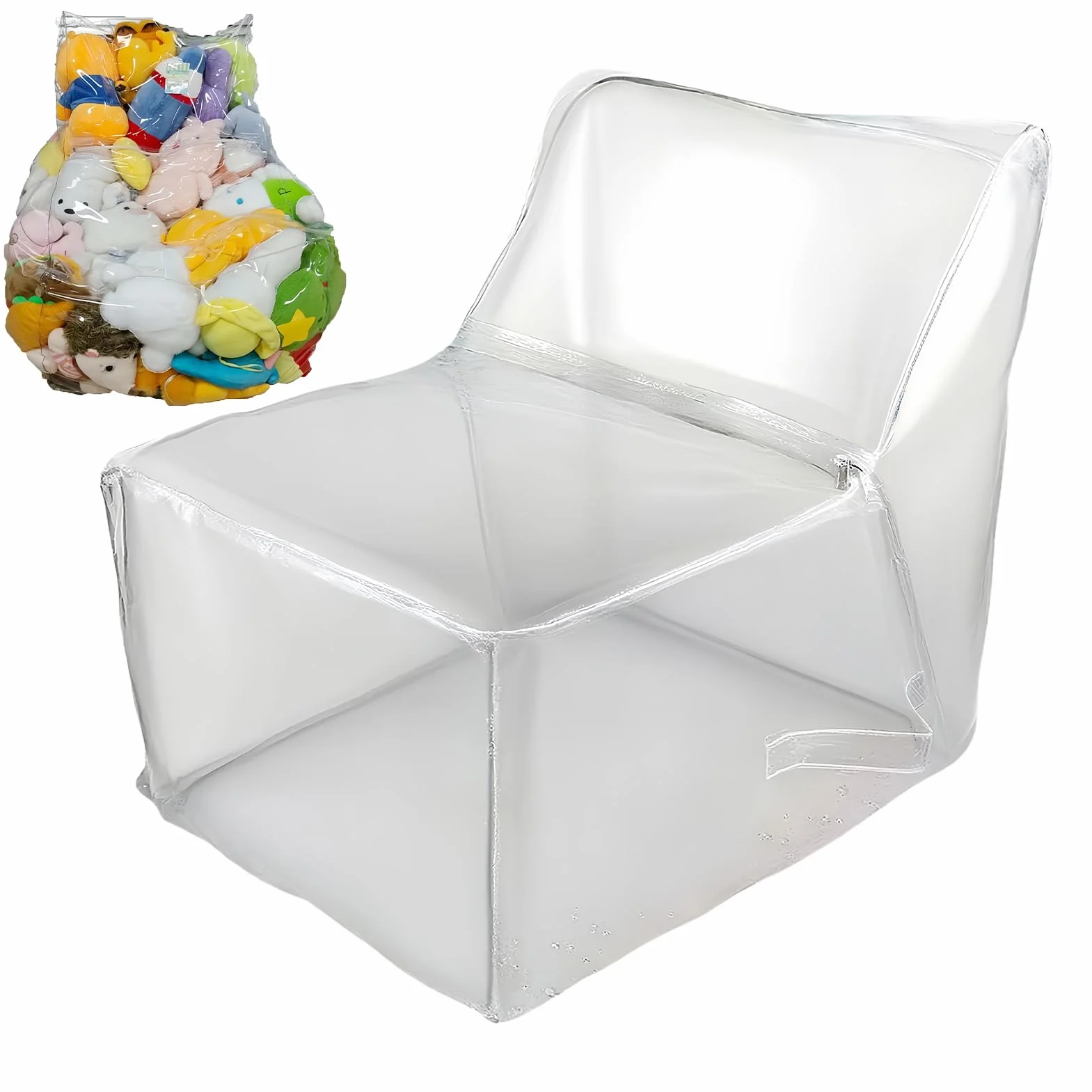 Sillon Transparente para Peluches | Funda Transparente para Silla De Puf De Animales De Peluche | Impermeable, Resistente Al Polvo, PVC, Sin Relleno Incluido