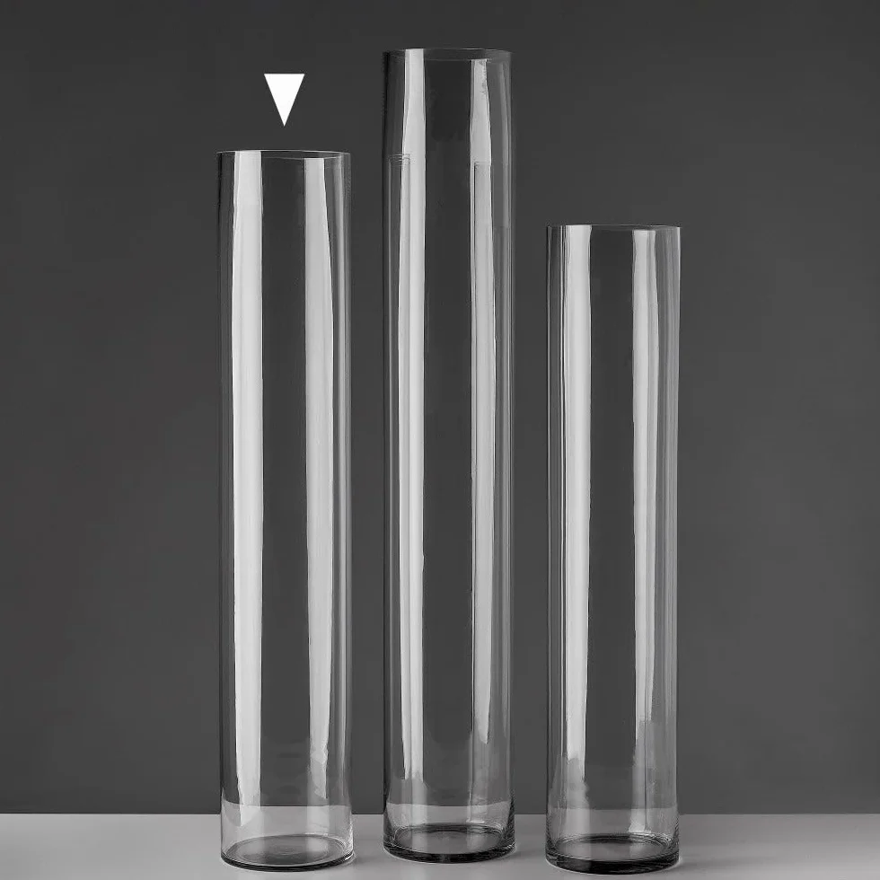 LOLAhome - Jarrón Cilíndrico de Cristal Transparente Decorativo de Diseño Redondo de Ø 15x80 cm, Resistente y Elegante, para Decoración de Interiores, arreglos Florales, Centros de Mesa