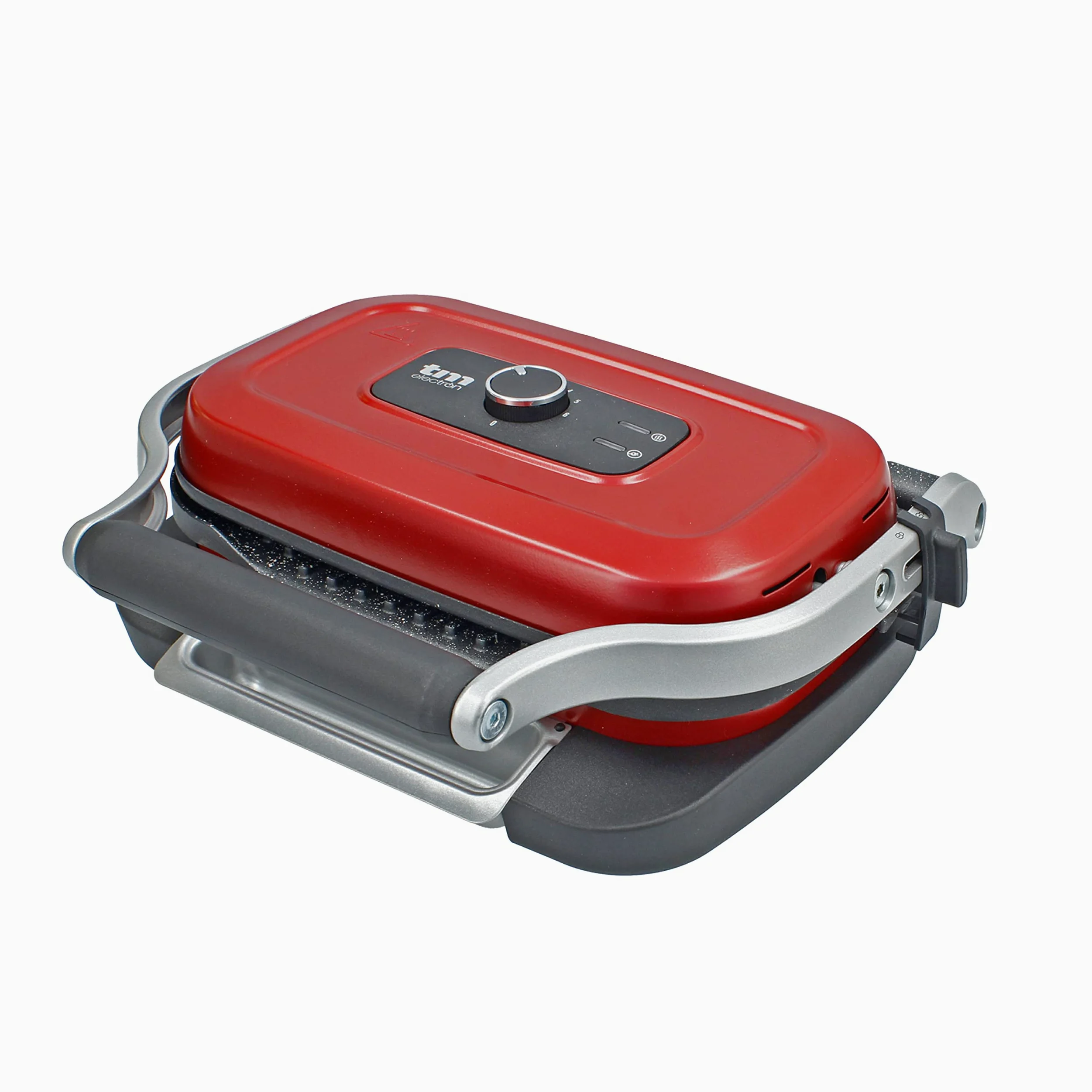 TM Electron TMPGR003RED grill eléctrico estilo retro, calentamiento rápido, revestimiento antiadherente de 5 capas, control de altura y temperatura, bandeja de residuos extraíble, 1300W