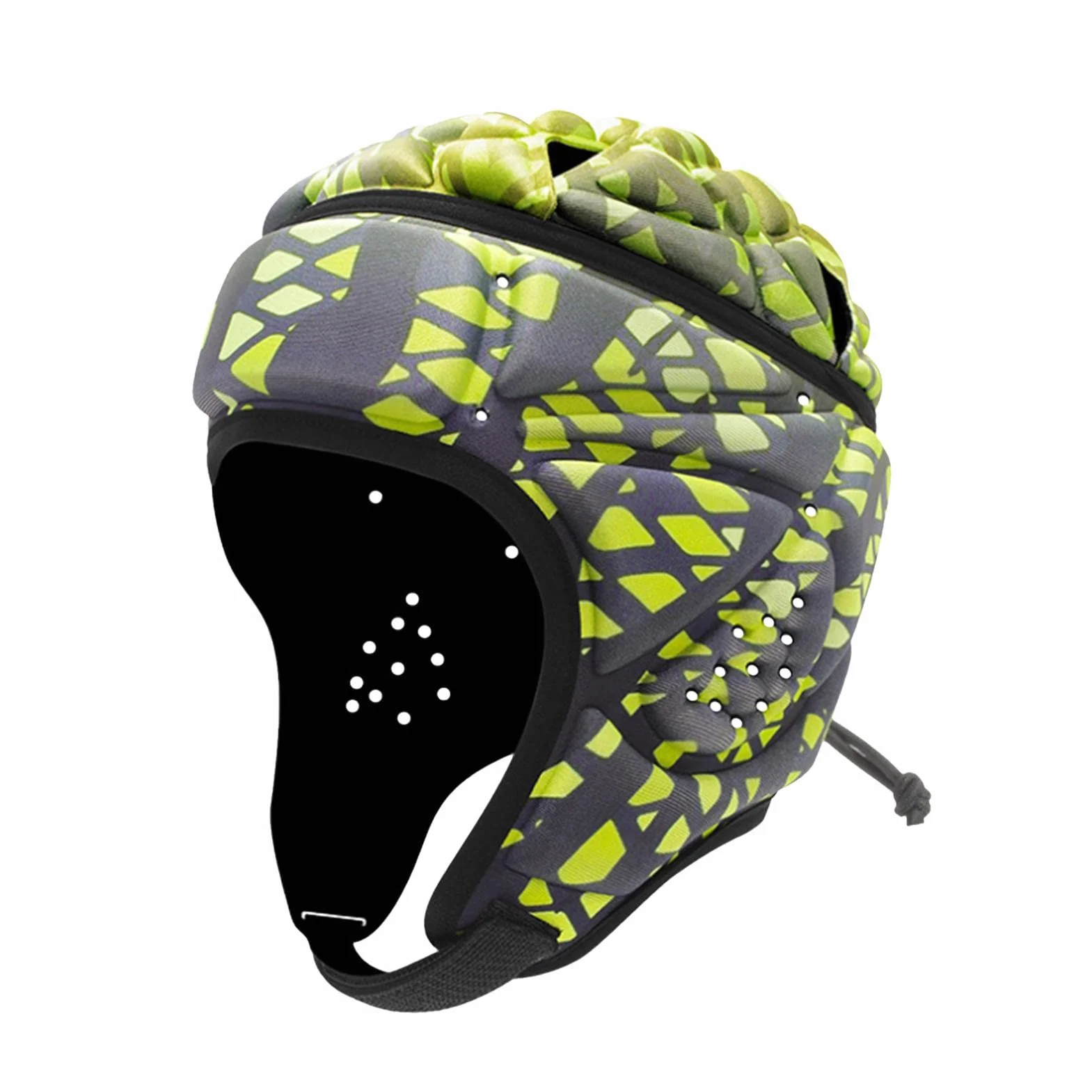 Casco Acolchado para Fútbol Bandera Rugby, Protector Cabeza Portero Ajustable Deportivo