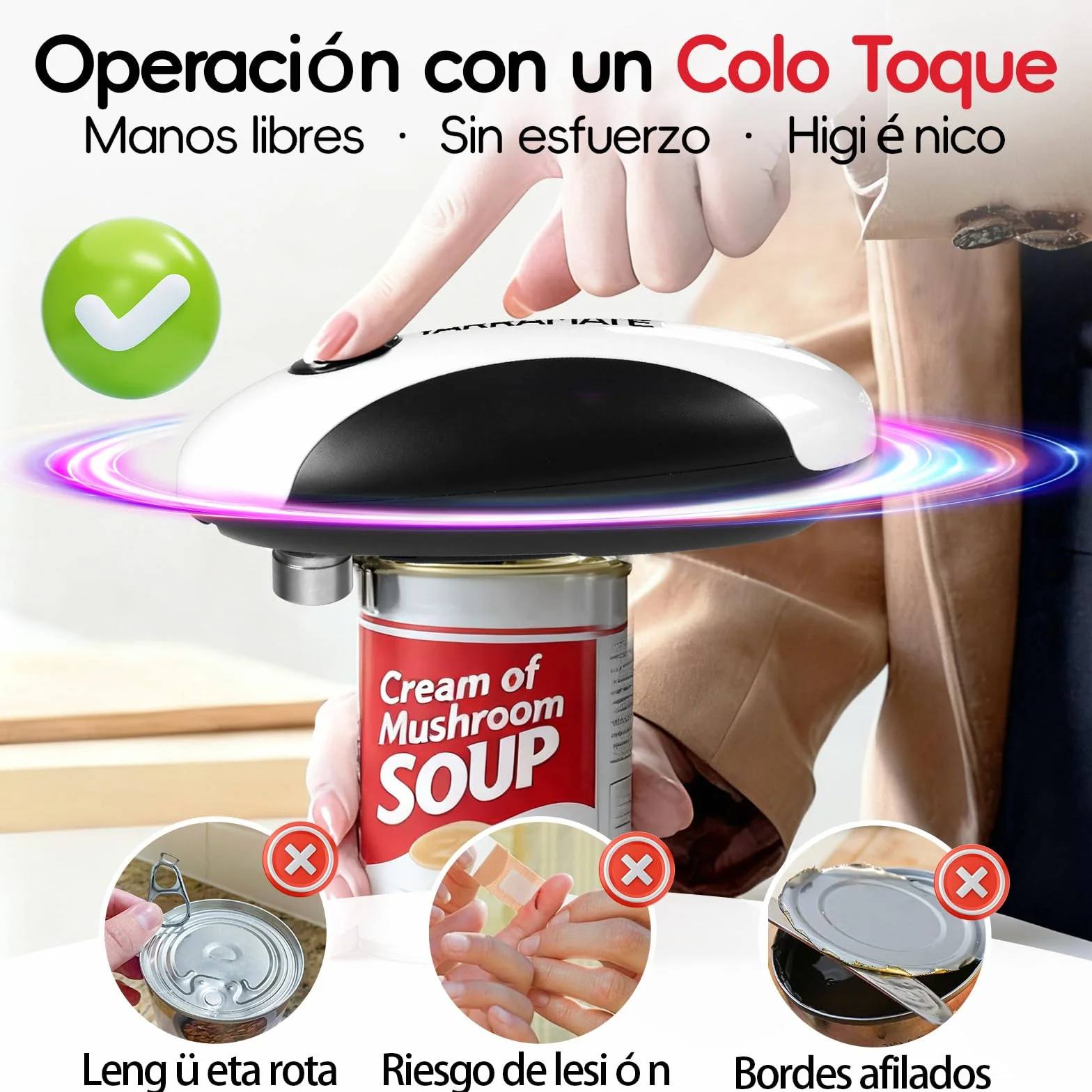 YARRAMATE Abrelatas Eléctrico Automático - Abridor de Latas Sin Esfuerzo, Accesorio de Cocina Manos Libres para Frascos Sellados