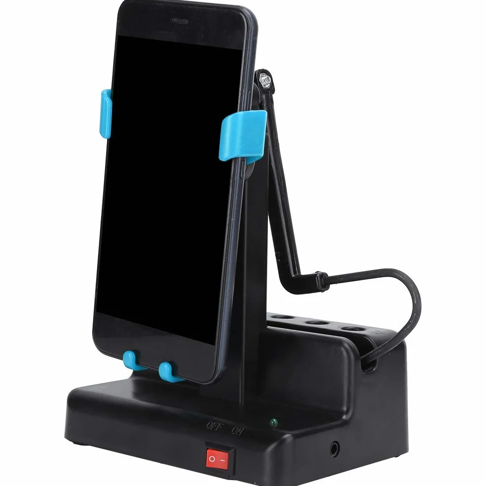 Contador automático de Pasos para teléfono móvil, con función de balanceo de Izquierda a Derecha, Soporte Ajustable para podómetro (Azul Cielo)