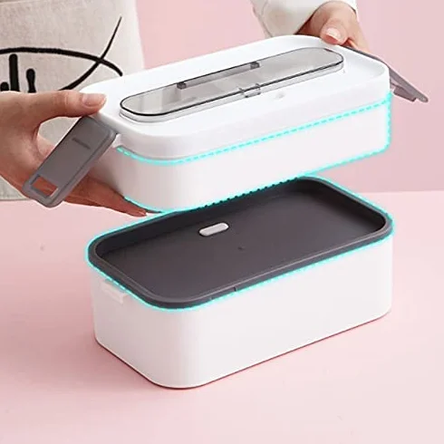 Bento Boxes Fiambrera aislada de acero inoxidable 1000 ml, doble capa y tres compartimentos, multifuncional ，Fiambrera