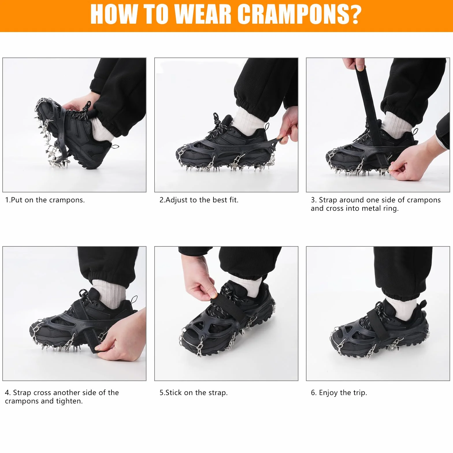 Crampones para Zapatos de Senderismo, Picos de Hielo de Acero Inoxidable, Antideslizantes, Tamaño Grande
