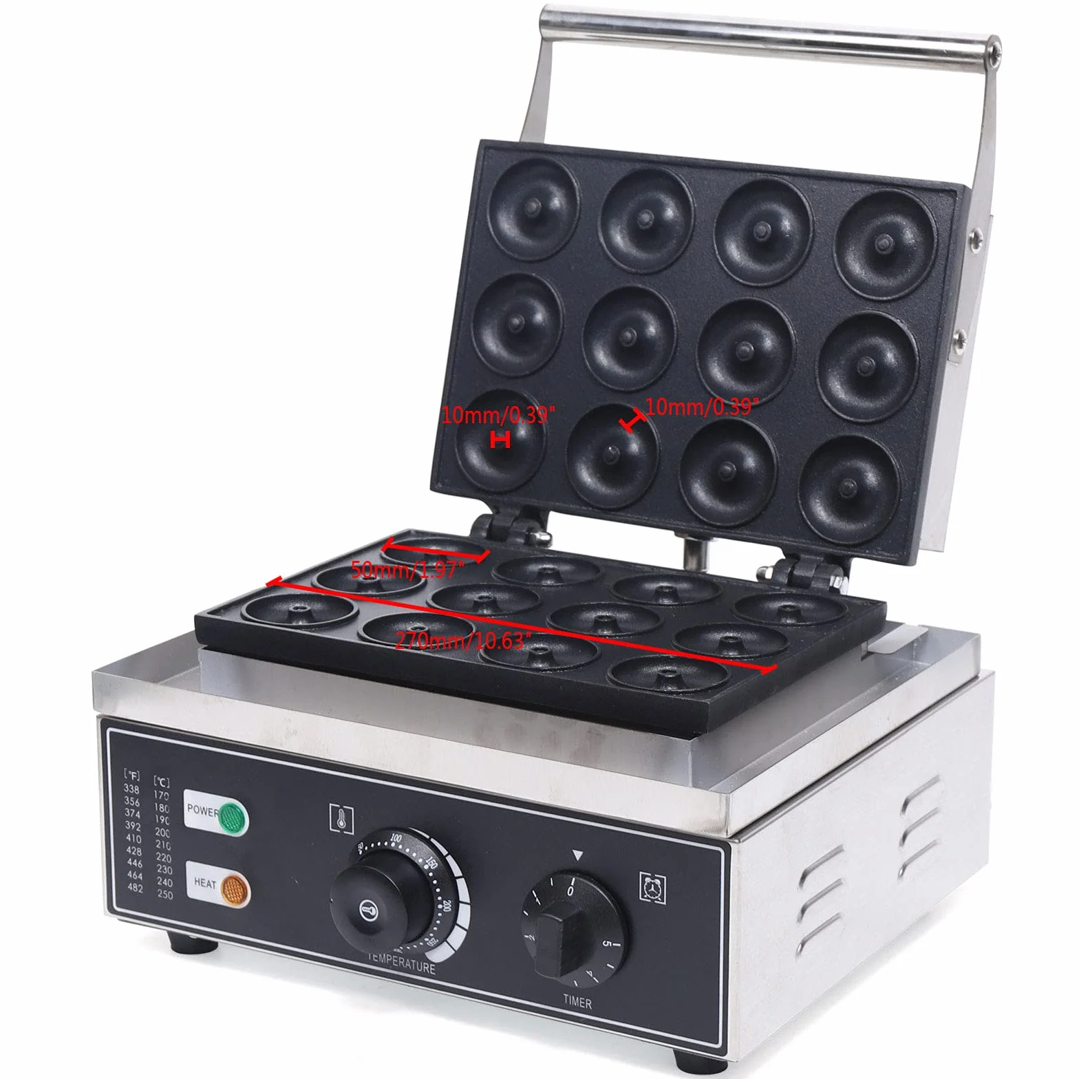 Máquina Eléctrica para Hacer Donuts o Rosquillas Fabricante Eléctrico de Donas con Revestimiento Antiadherente Fabricación Comercial de Rosquillas de 12 Donas de 50mm 220v 1500W