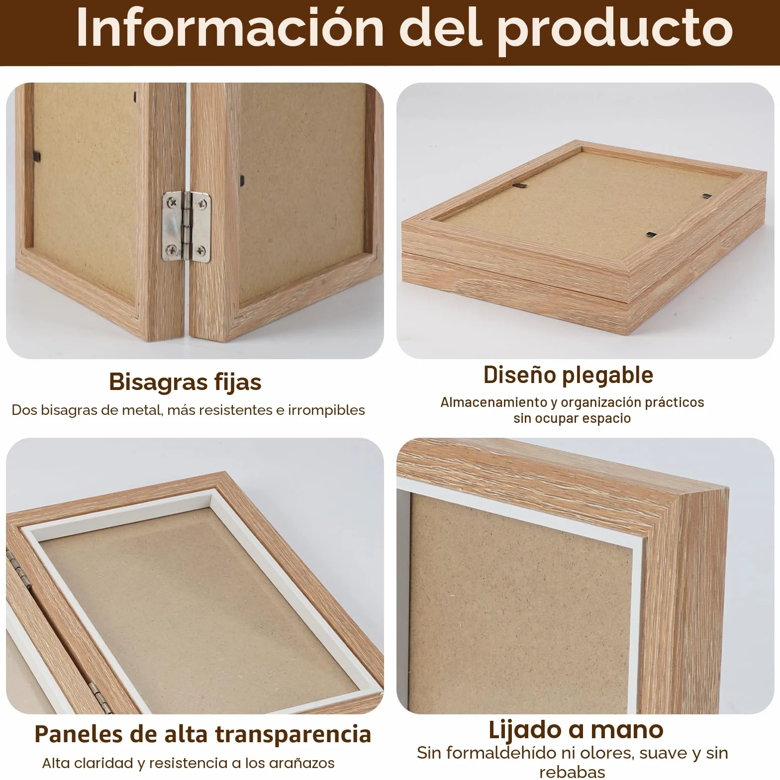 Marcos de Fotos Doble Madera, Marco Fotos Doblar, Plegable Marcos, Marco Fotos Doble, Capacidad Para 2 Fotos 10 x 15cm, para Retrato Varias Fotos Marco,Decoración Hogareña,Día de la Madre Regalo,Boda
