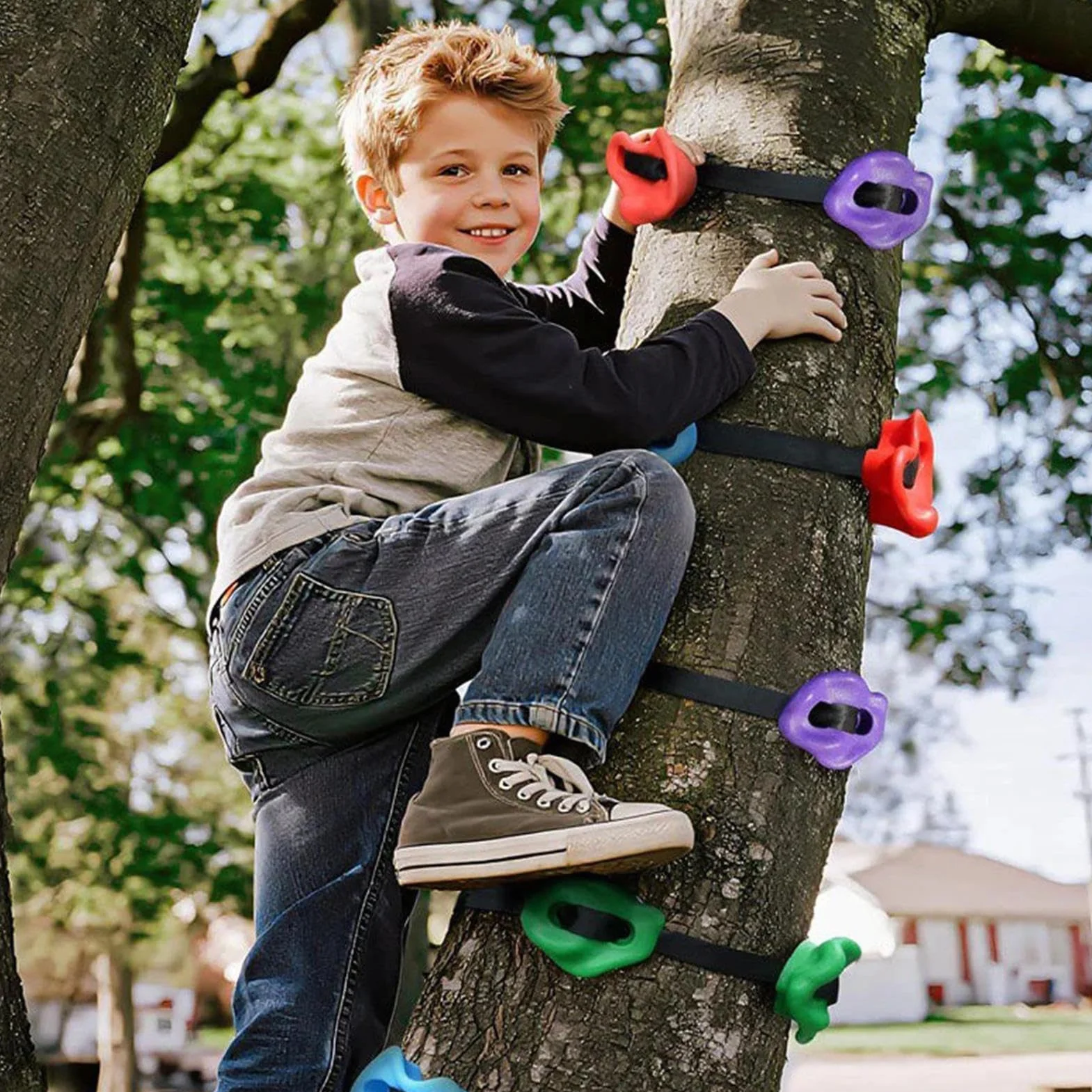 Presas de Escalada para Árbol Set Ligero de Entrenamiento Accesorio Jardín Patio Aire Libre Muro Infantil