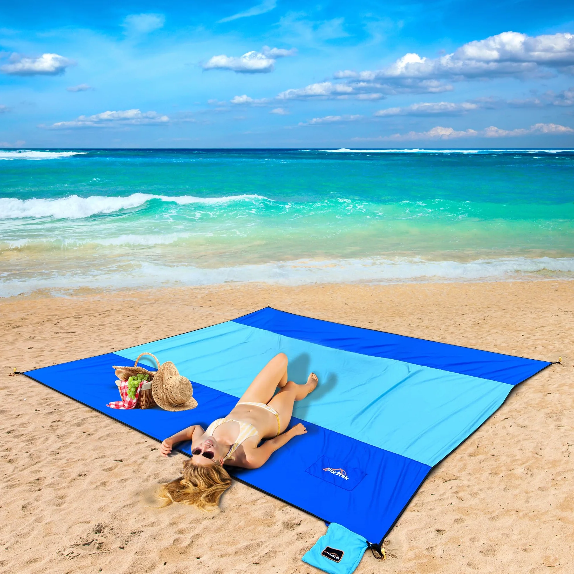 AnorTrek Toalla de Playa Impermeable Extra Grande 200 x 200 cm Secado rápido