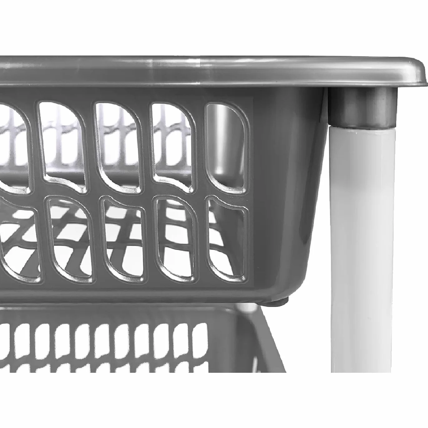 AC - Carrito verdulero Modelo PLFT de plástico con 4 Niveles y Ruedas, cestas apilables portaobjetos, Frutas, Verduras, Cocina, baño (Plata - 85 x 40 x 30 cm)