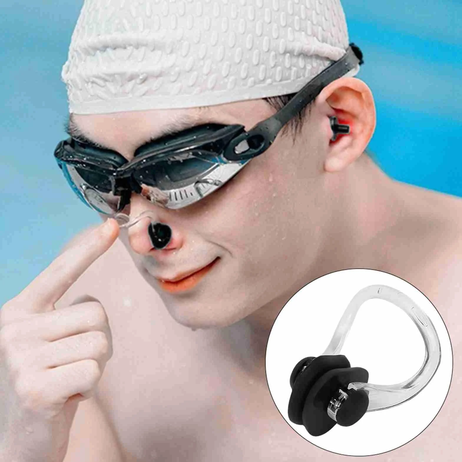 Buachois Pinzas para la Nariz para Natación, Silicona y PC, Reutilizables, Impermeables, para Buceo y Deportes Acuáticos