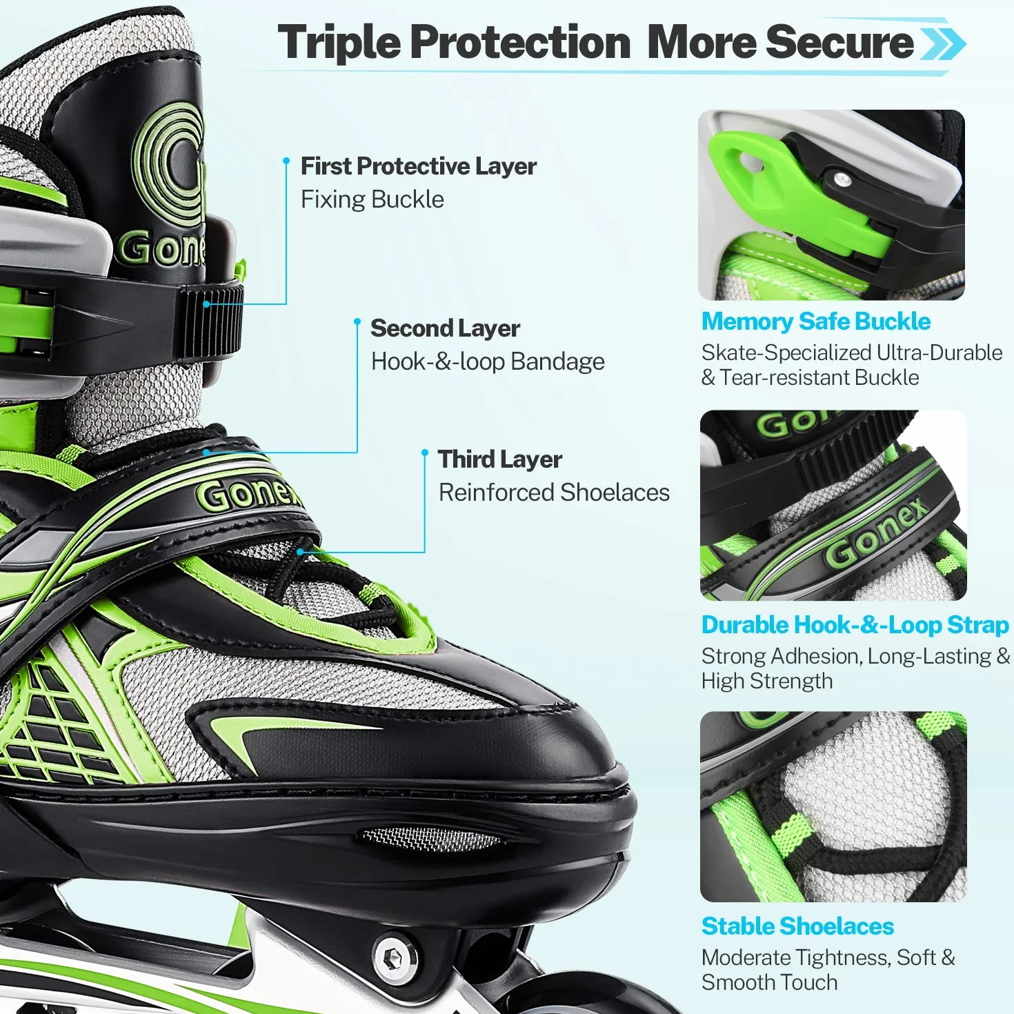 Gonex Patines en Línea Ajustables Niños Niñas Adultos, Patín sobre Ruedas Iluminadas con Luces, EU 31-42