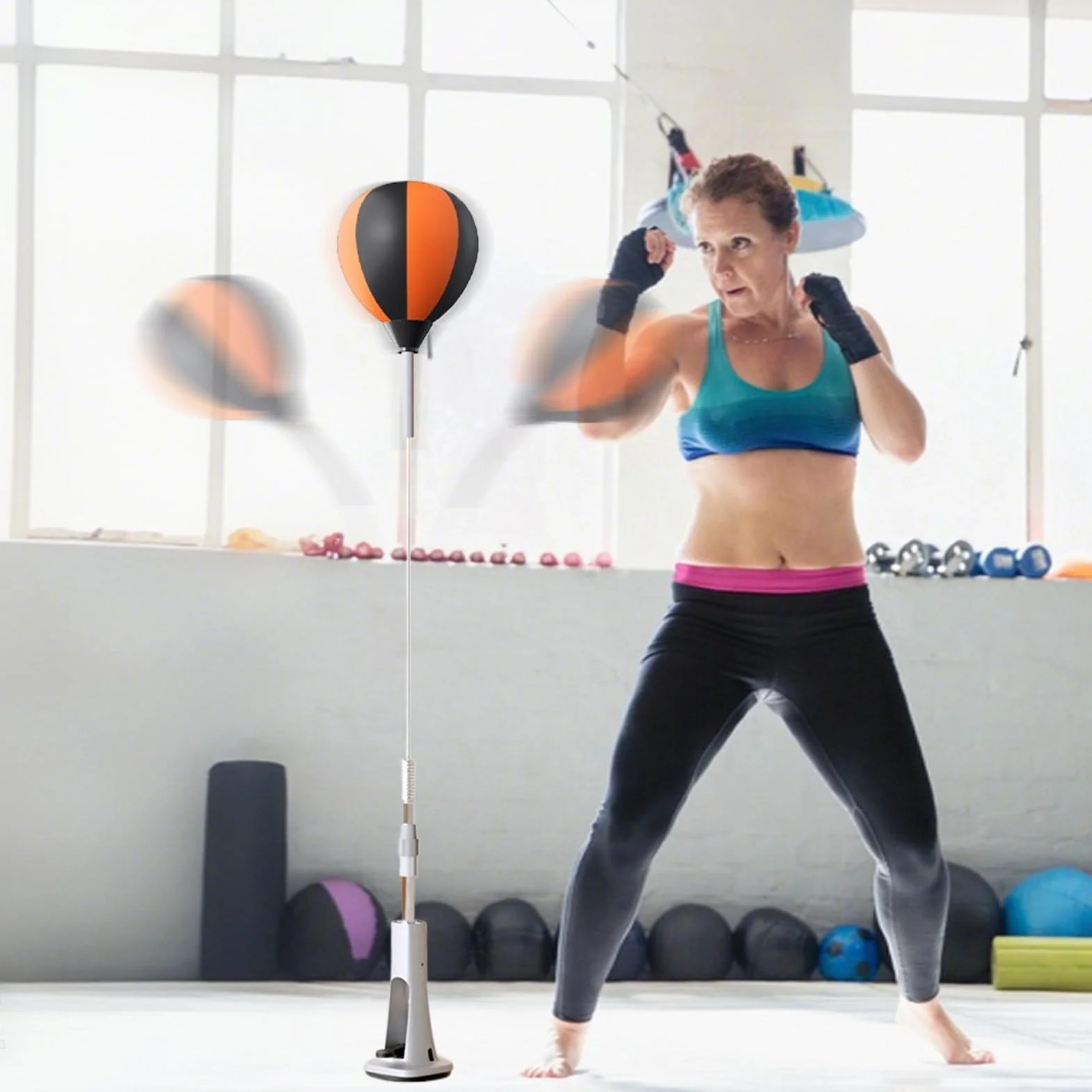 Saco de boxeo de pie para adultos ajustable, kit de entrenamiento de coordinación ojo-mano