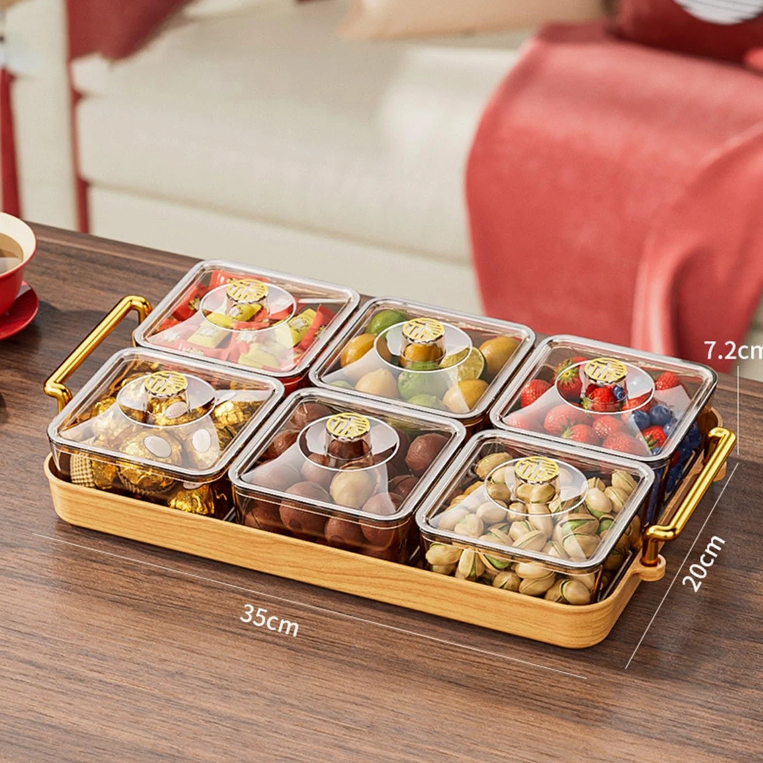 Bandeja dividida for servir refrigerios para Almacenar Nueces | Recipiente for nueces y dulces, plato, bandeja de frutos secos for escritorio de vacaciones, multifuncional