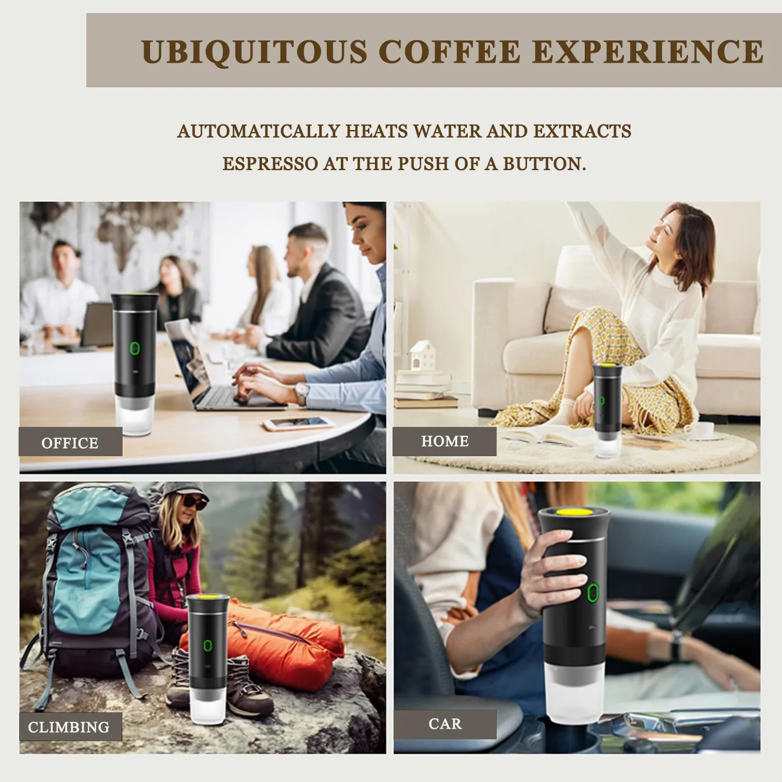 KHEALING Máquinas de café portátiles, cafeteras de cápsulas, máquinas de café de viaje, máquinas de espresso, máquinas de café de coche para café molido y taza de café de cápsulas (blanco)