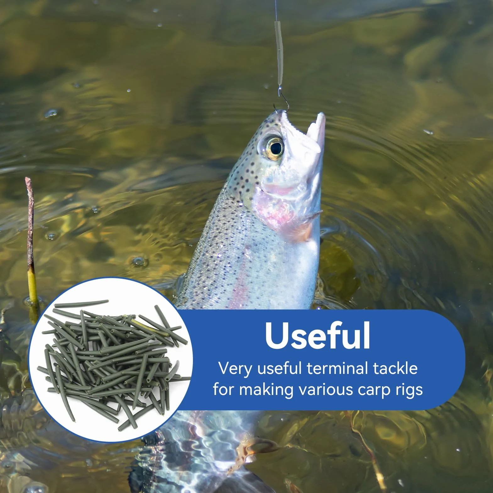 HERCHR Pesca Mangas Anti Enredo 100 Piezas Tubos de Goma 36 mm Anticorrosión