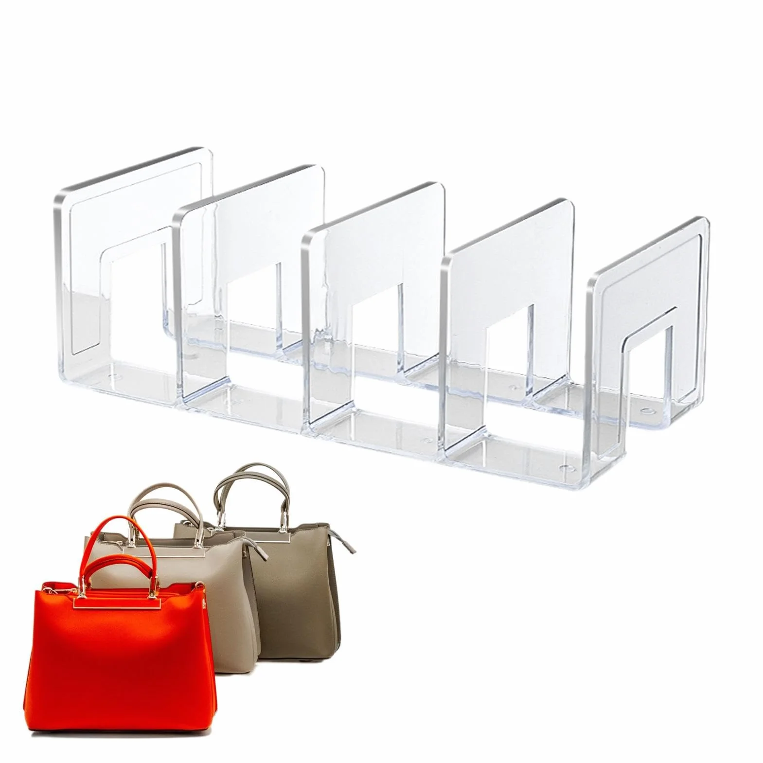 Organizador de Bolso para Armario Divisores Estante 32cm Acrilico 4 Rejillas Apilables