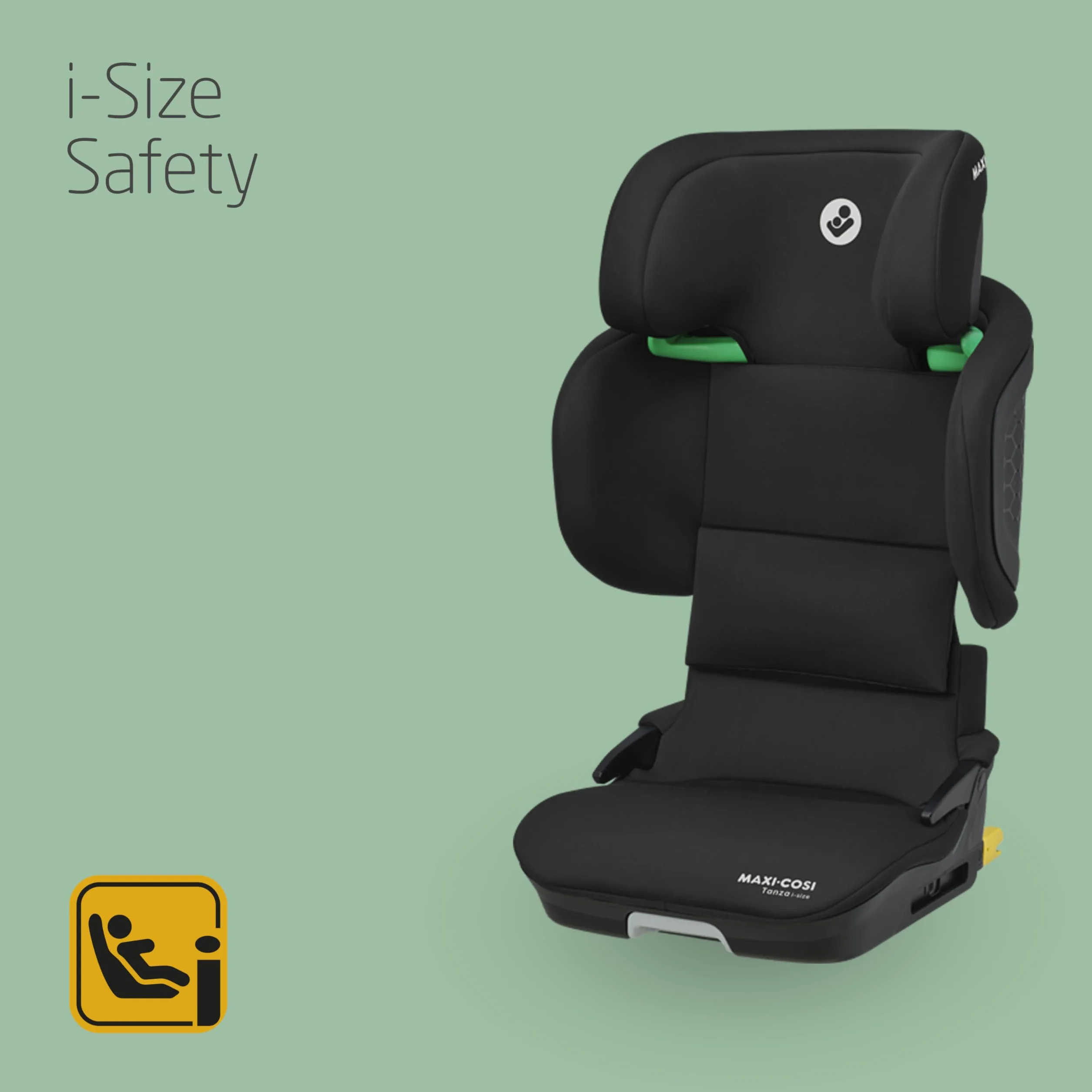 Maxi-Cosi Tanza i-Size, Silla Coche Plegable, Silla de Coche ISOFIX, 3,5-12 a, 100-150cm, Portátil, 10 Posiciones Reposacabezas, Protección Impactos Laterales G-CELL, Asiento Acolchado, Full Black
