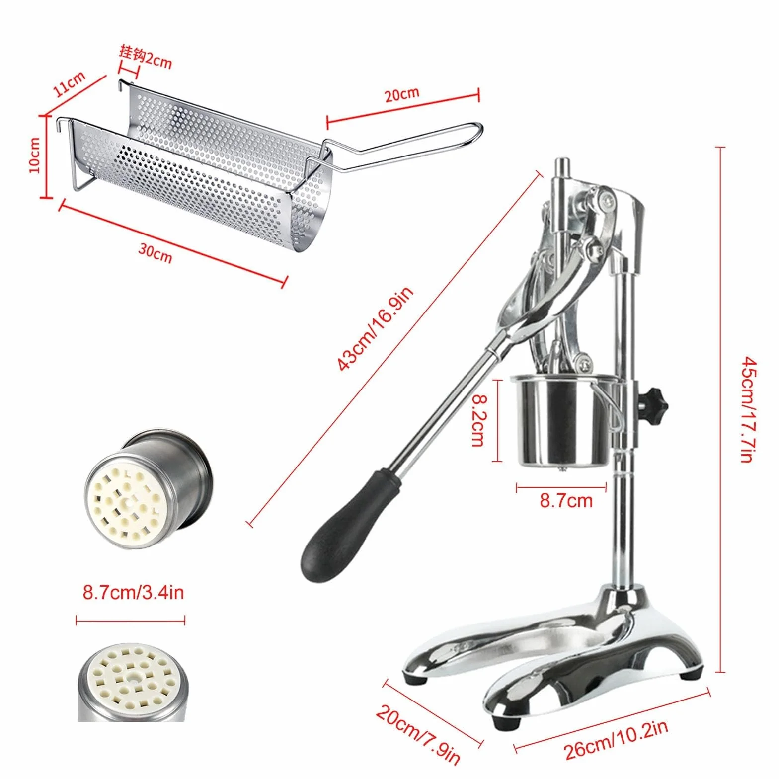 Máquina para hacer fideos y patatas, de acero inoxidable, para preparar patatas fritas, extrusora de cocina para restaurantes, crea papas fritas largas fácilmente