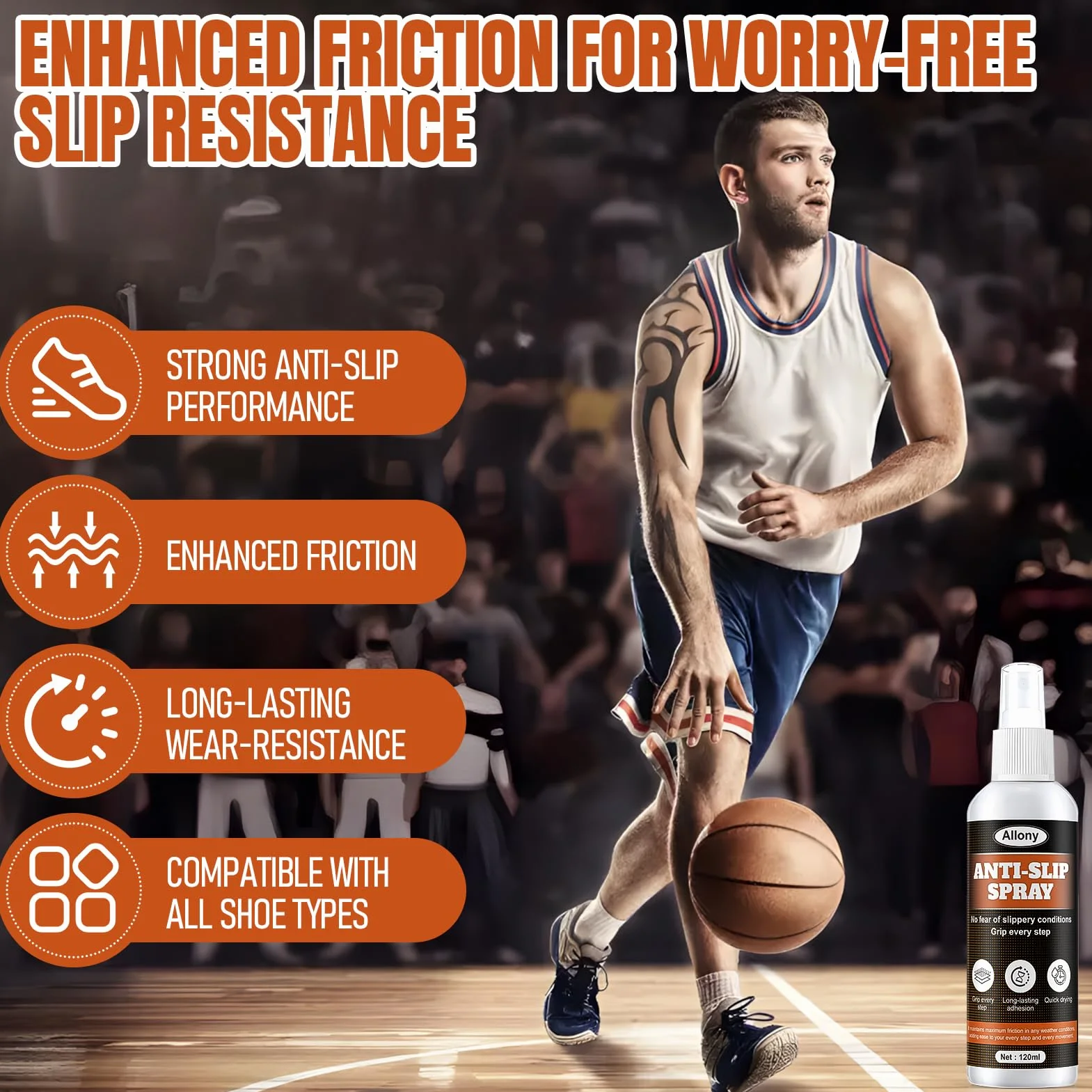 Allony Grip Spray Antideslizante Padel Tennis Golf Bádminton 120ML