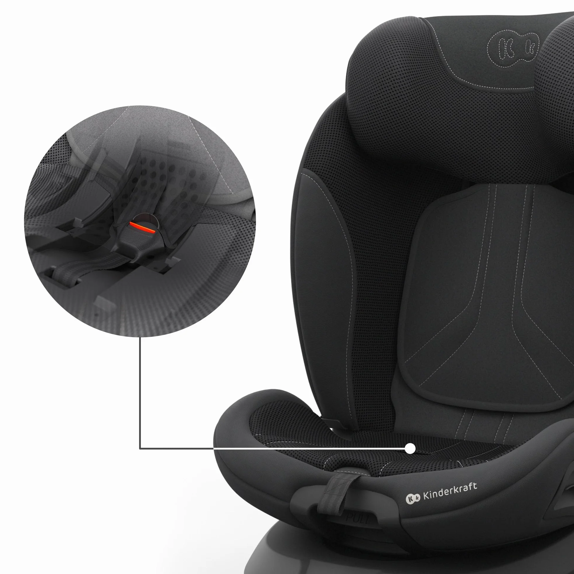 Kinderkraft I-GROW 2 PRO Silla de coche I-SIZE 40-150 cm Isofix 360º Grupo 0+/1/2/3 0-36 kg Negro