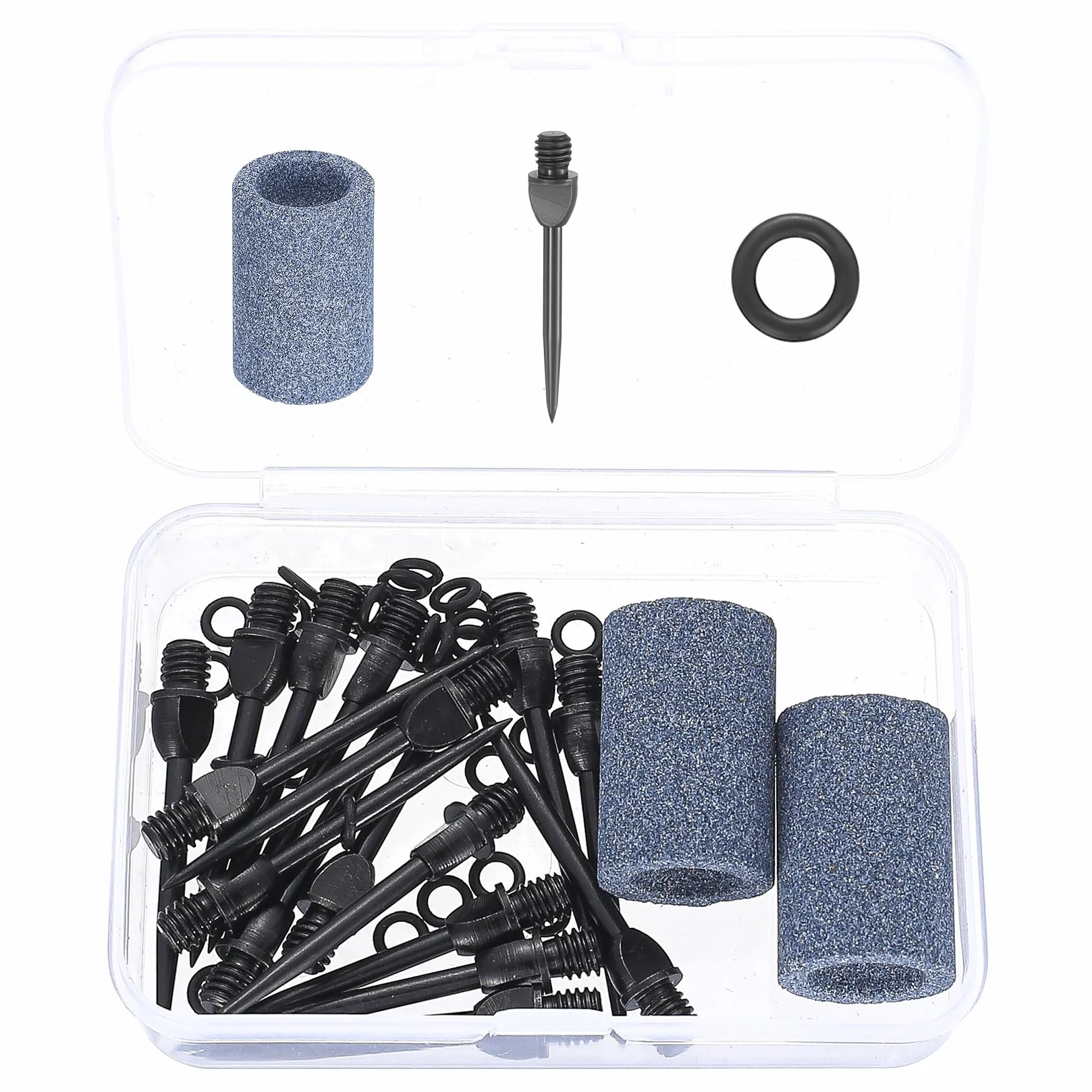 Puntas de Dardos de Acero 16 Pcs, Puntas de Repuesto Convertidor Blandos con 32 Anillos de Goma