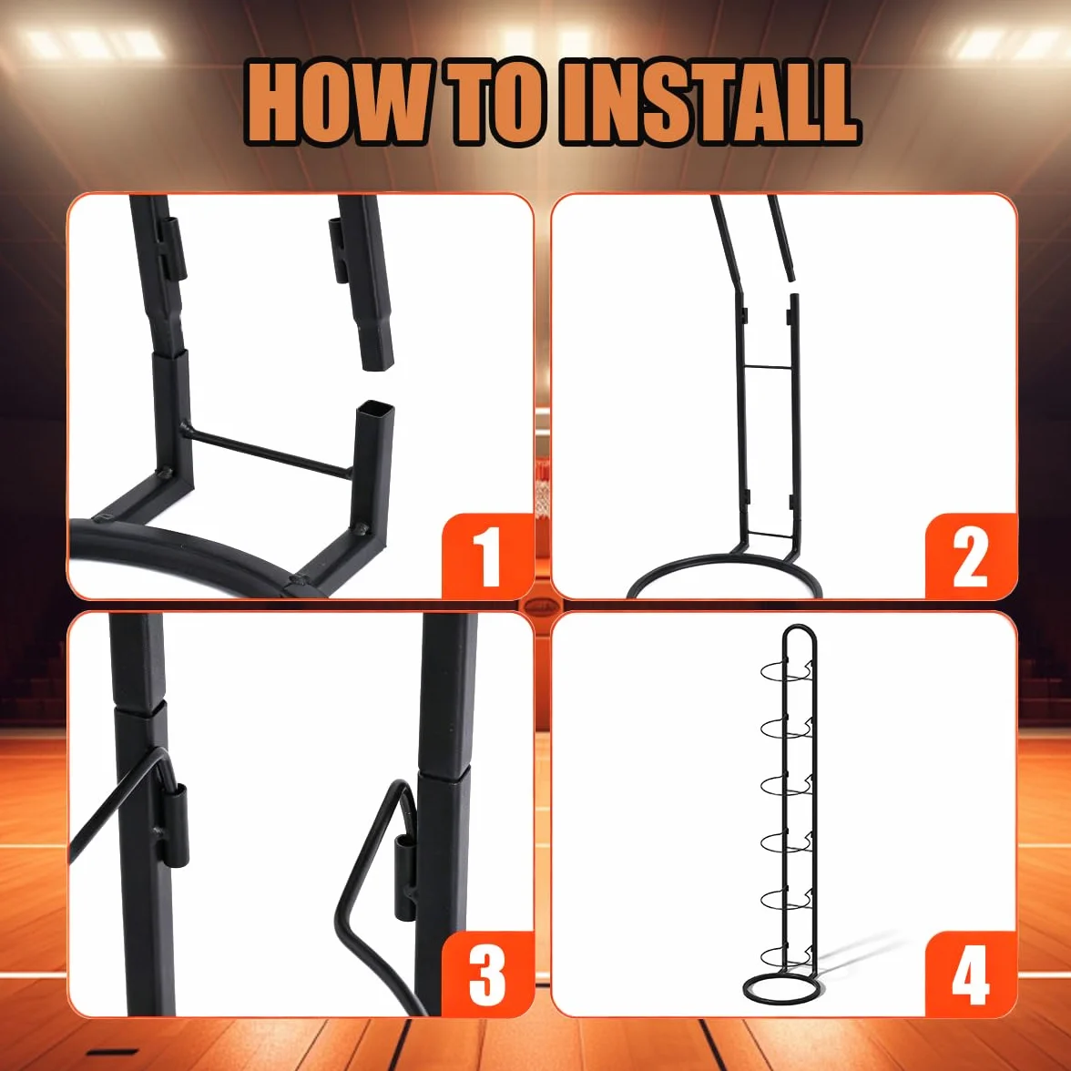 Soporte para Balones de Metal, Estante de Almacenamiento para Baloncesto, Fútbol y Voleibol