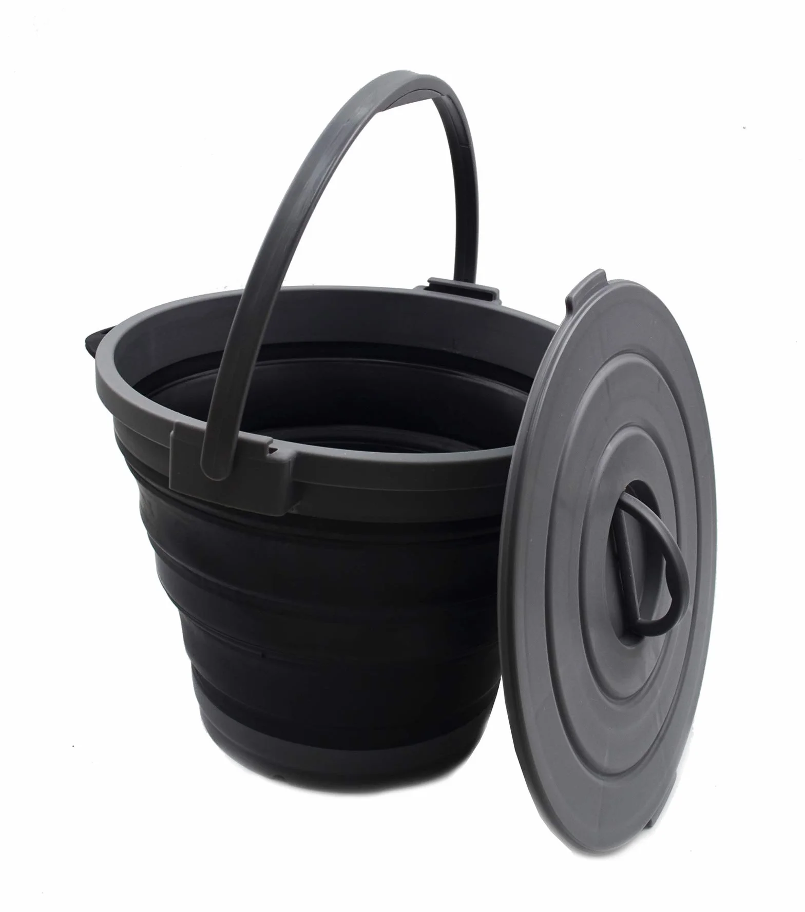 SAMMART Cubo de pesca plegable 10 litros con tapa bloqueo, cubo agua portátil plástico