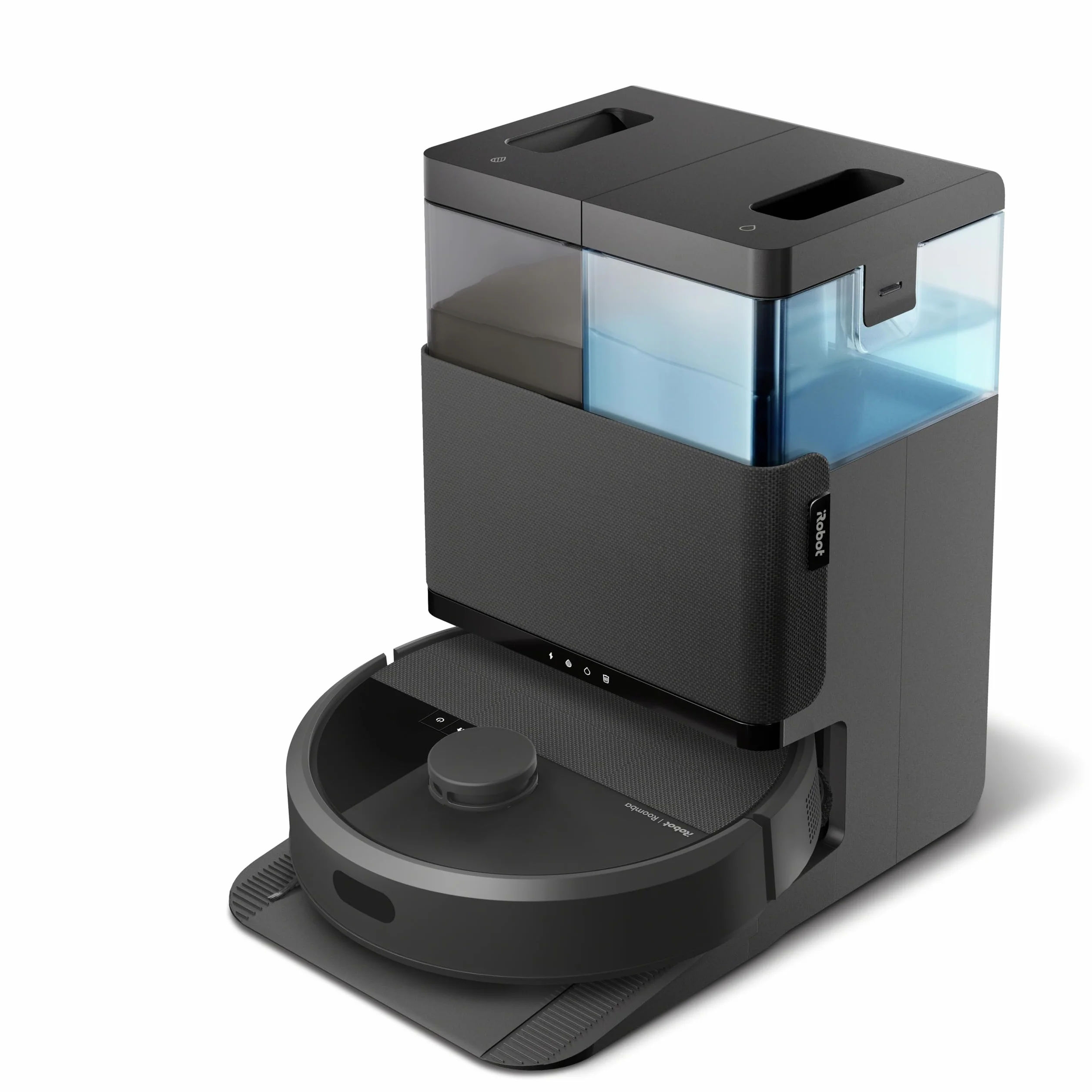 iRobot Roomba Plus 405 Combo con Base AutoWash multifunción y autolimpiable, Lavado y Secado mopas DualClean elevables, Clearview LiDAR, 75 días de autovaciado, Doble fregado con SmartScrub, App_N