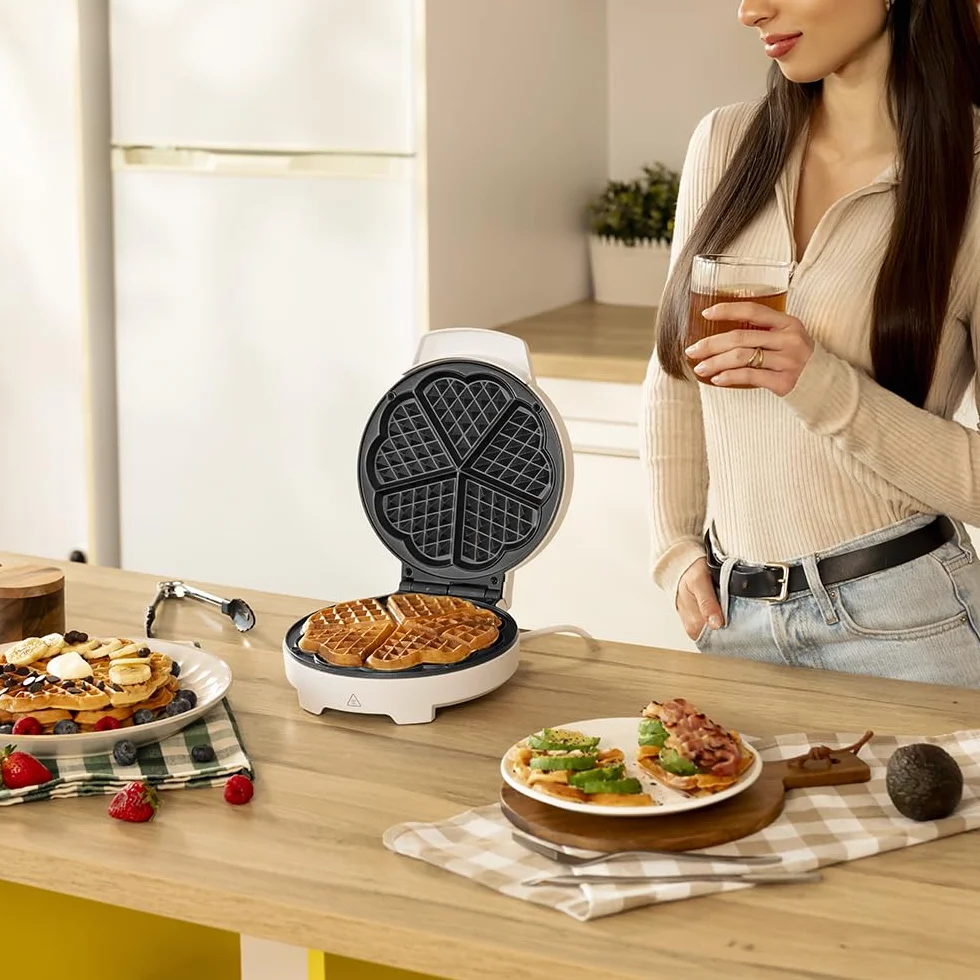Cecotec Gofrera Fun Gofrestone. 1000 W, Calentamiento rápido, Antiadherente, Fácil limpieza, Libre de PFOA, Placa de 19 CM, Indicador luminoso, Sobrecalentamiento, Asa de tacto frío