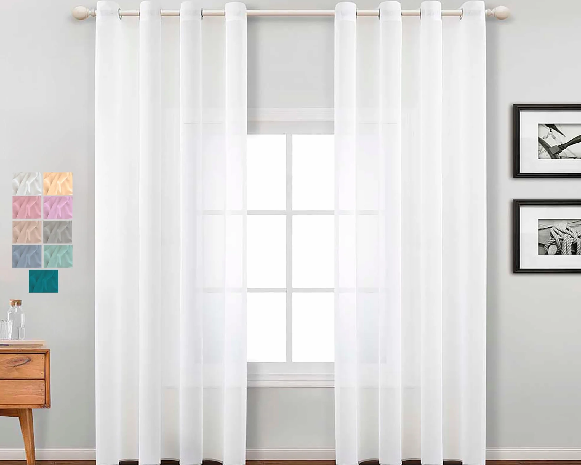 TRAMAS+ Cortinas Visillo Semitransparente 140x260 cm Ojales Blanco