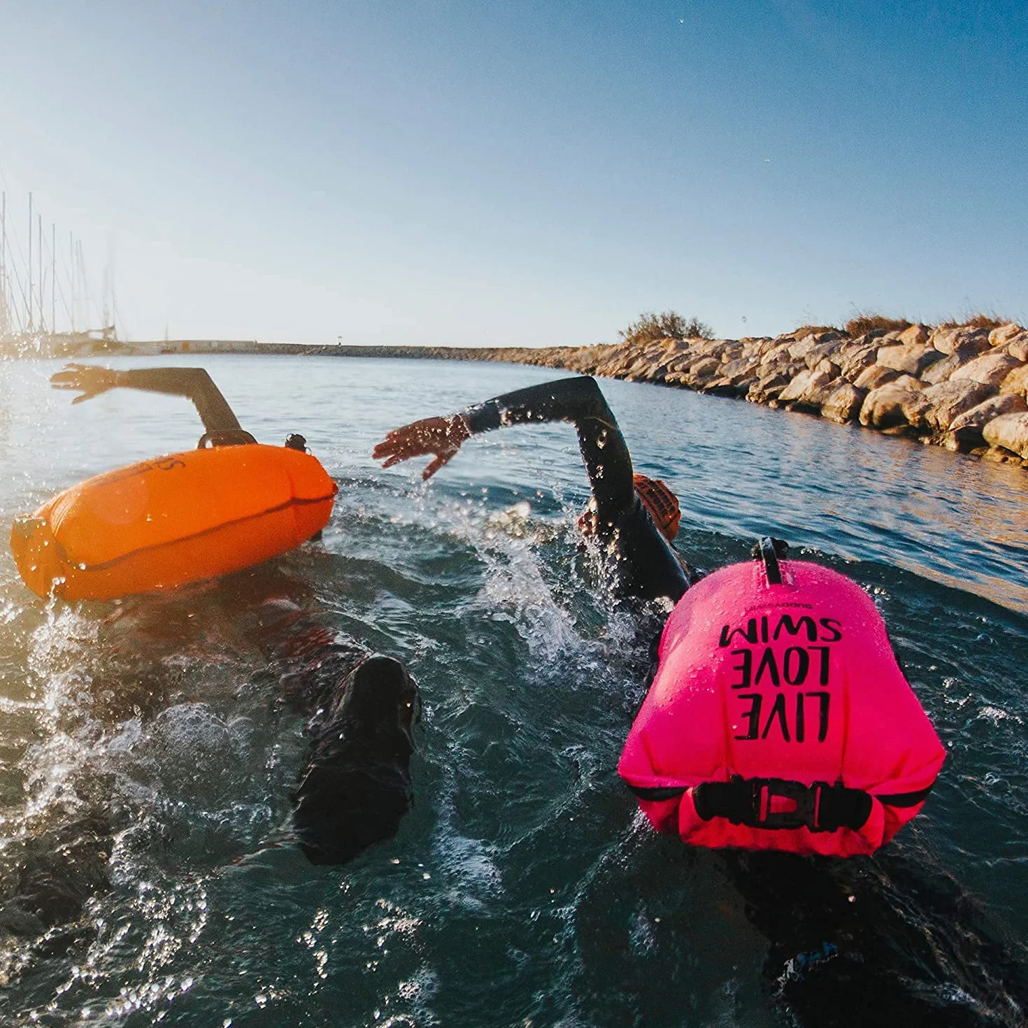 Boya Natacion Aguas Abiertas 20L Gorro Silicona Seguridad Bolsa Impermeable Doble Camara Aire Cinturon Ajustable Alta Visibilidad