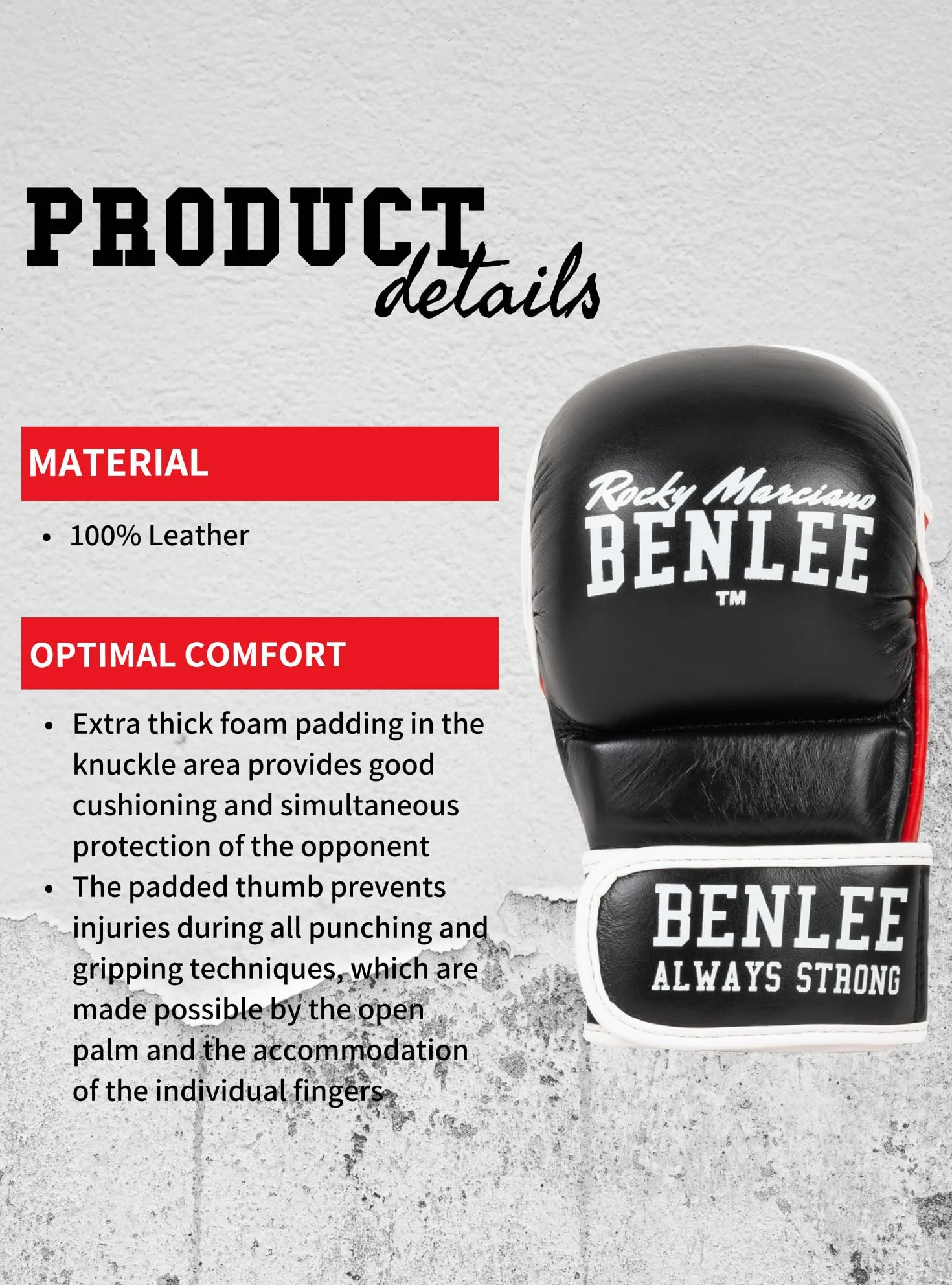 Benlee Leather MMA Sparring Glove Striker - Bolsa de Guantes de Boxeo